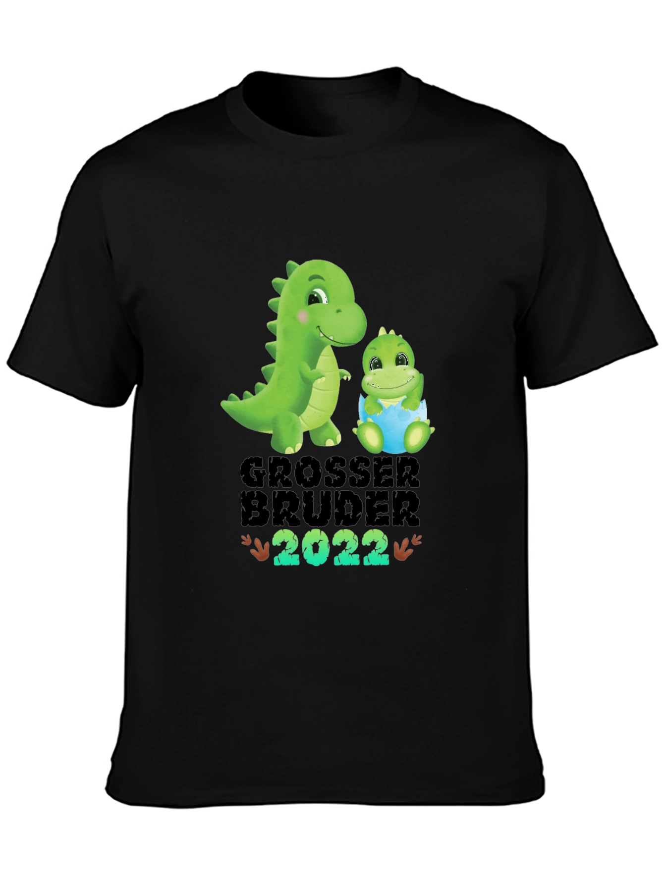 Black Grosser Bruder 2022 T-Shirt - Dinosaur Theme view 3