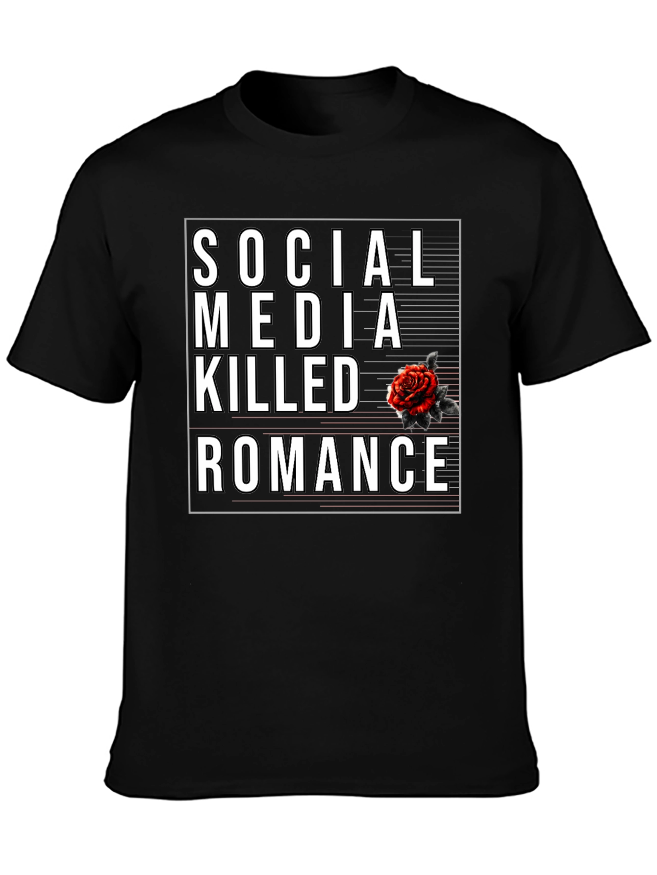 Black Social Media Killed Romance Black Graphic Tee view 3