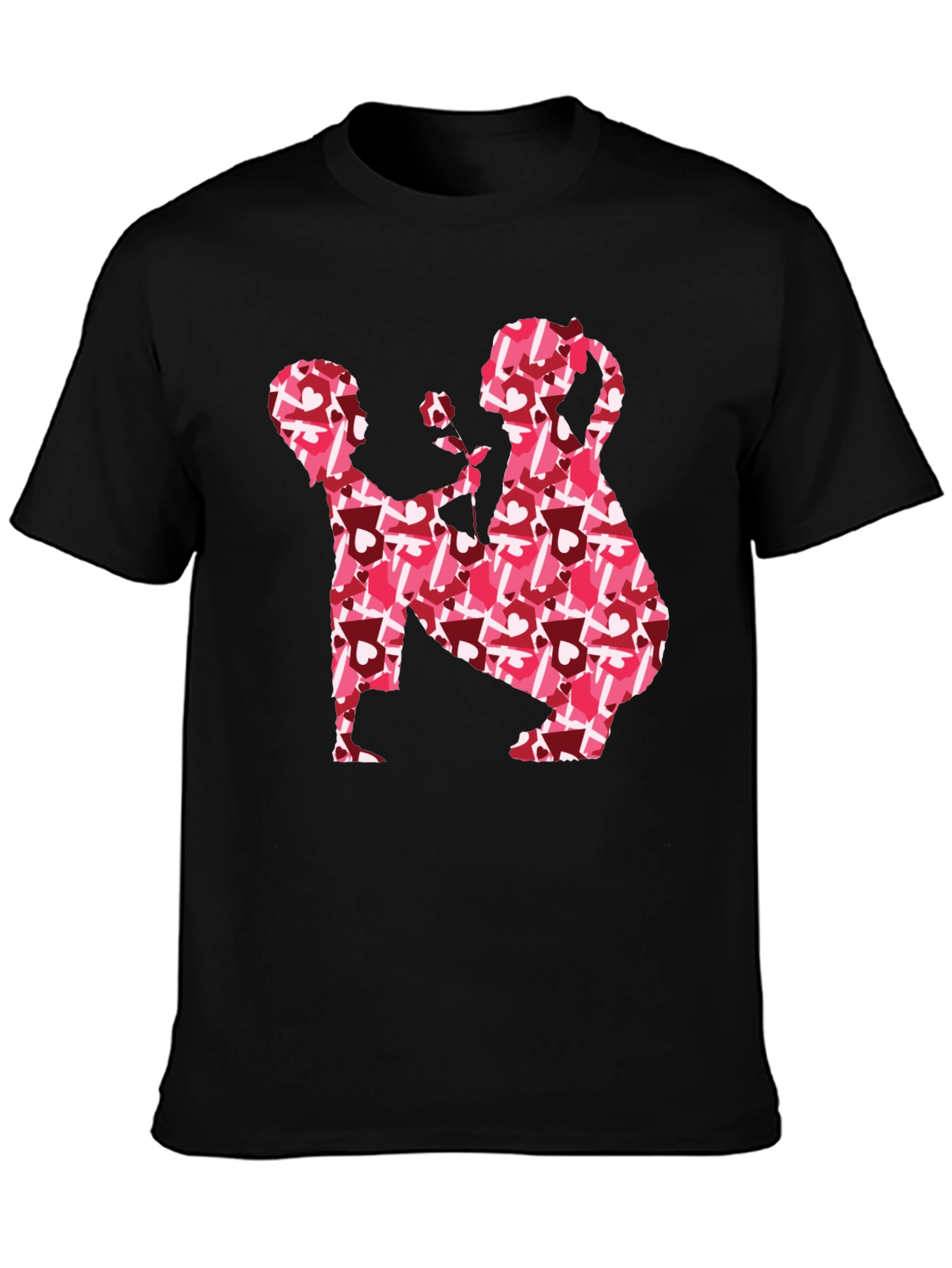 Black Romantic Heart Proposal Graphic Tee view 3