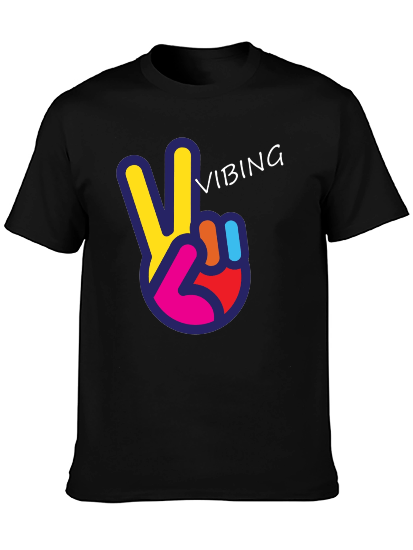 Black Vibing Peace Sign Graphic Tee view 3