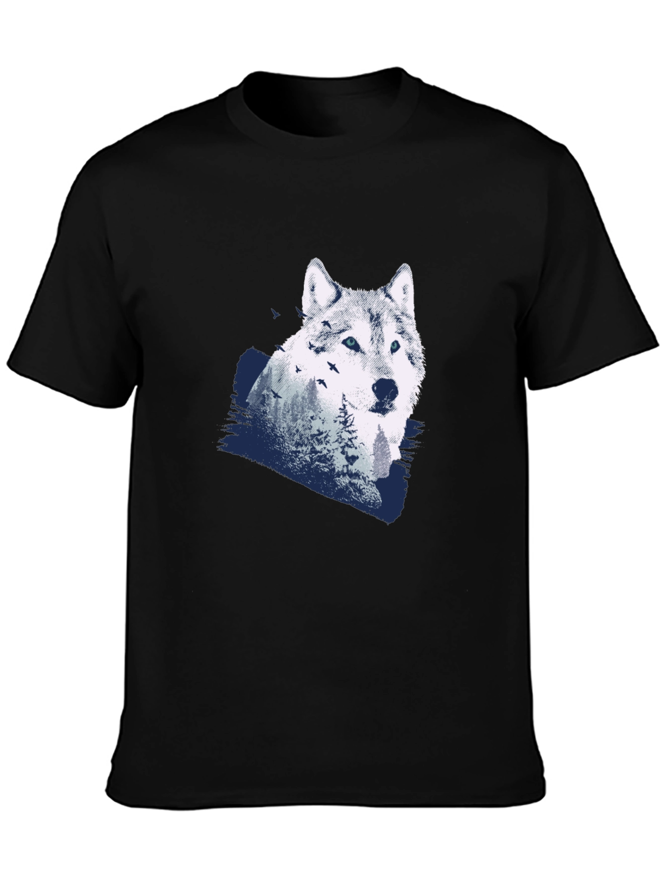 Black Wolf Graphic T-Shirt - Men's Black Tee view 3