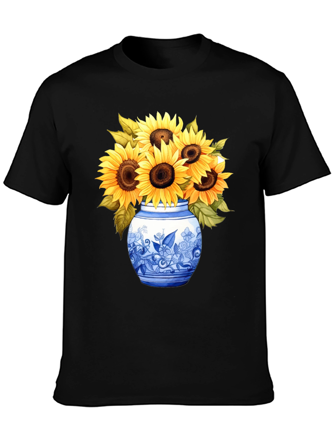 Black Sunflower Vase Graphic Tee - Stylish Unisex T-Shirt view 3