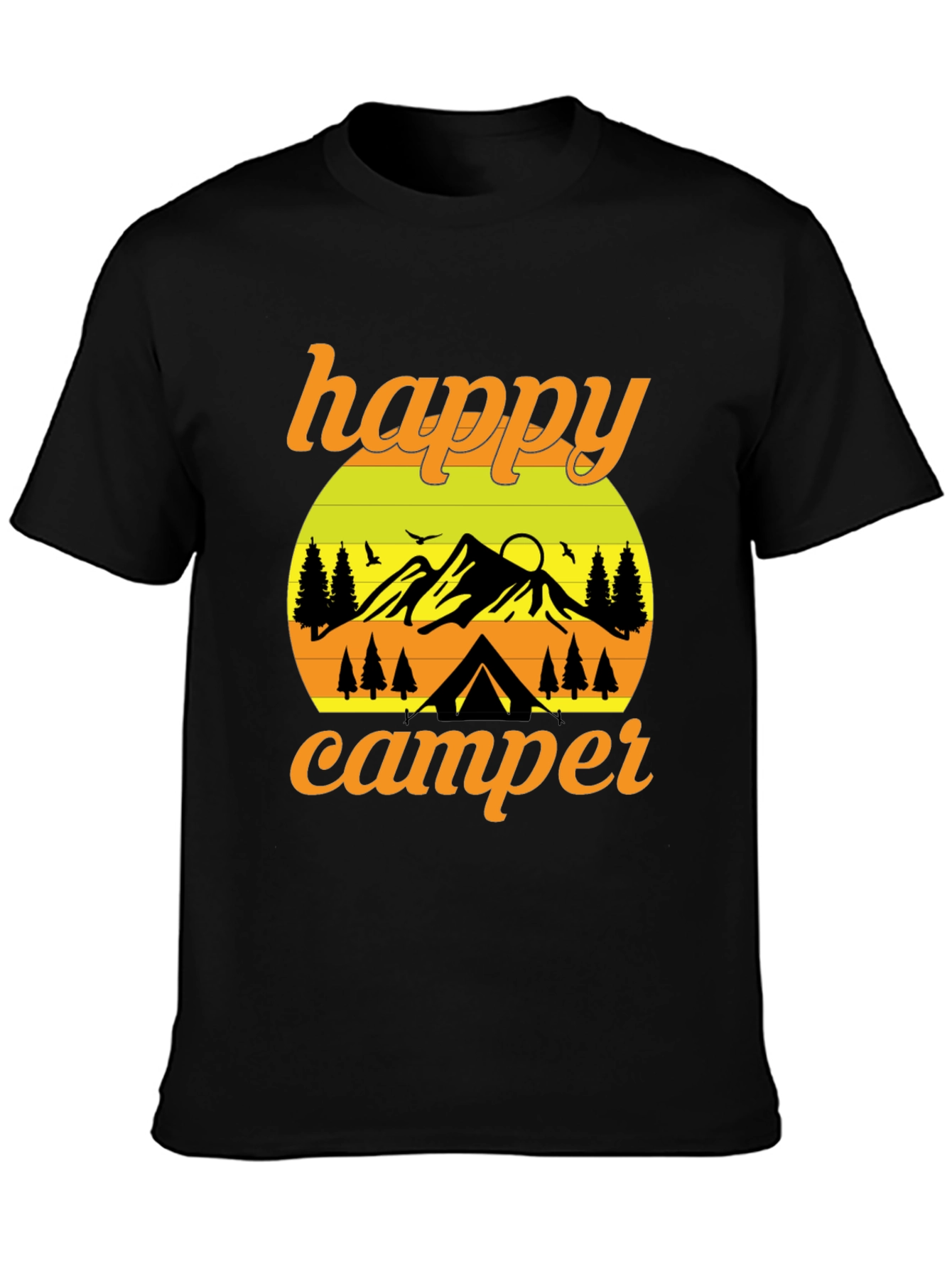 Black Happy Camper Graphic T-Shirt - Outdoor Adventure view 3