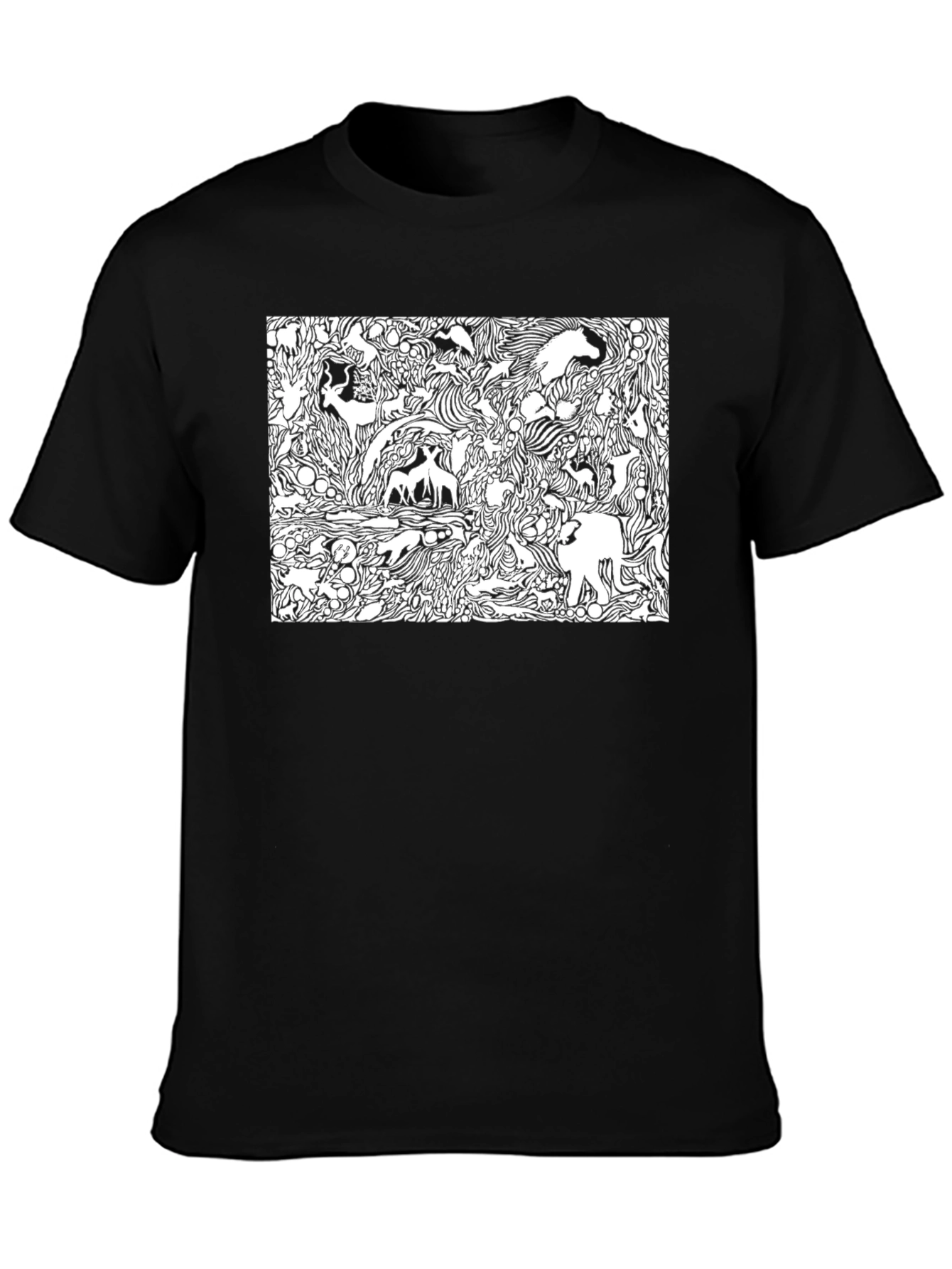 Black Abstract Animals Graphic T-Shirt view 3