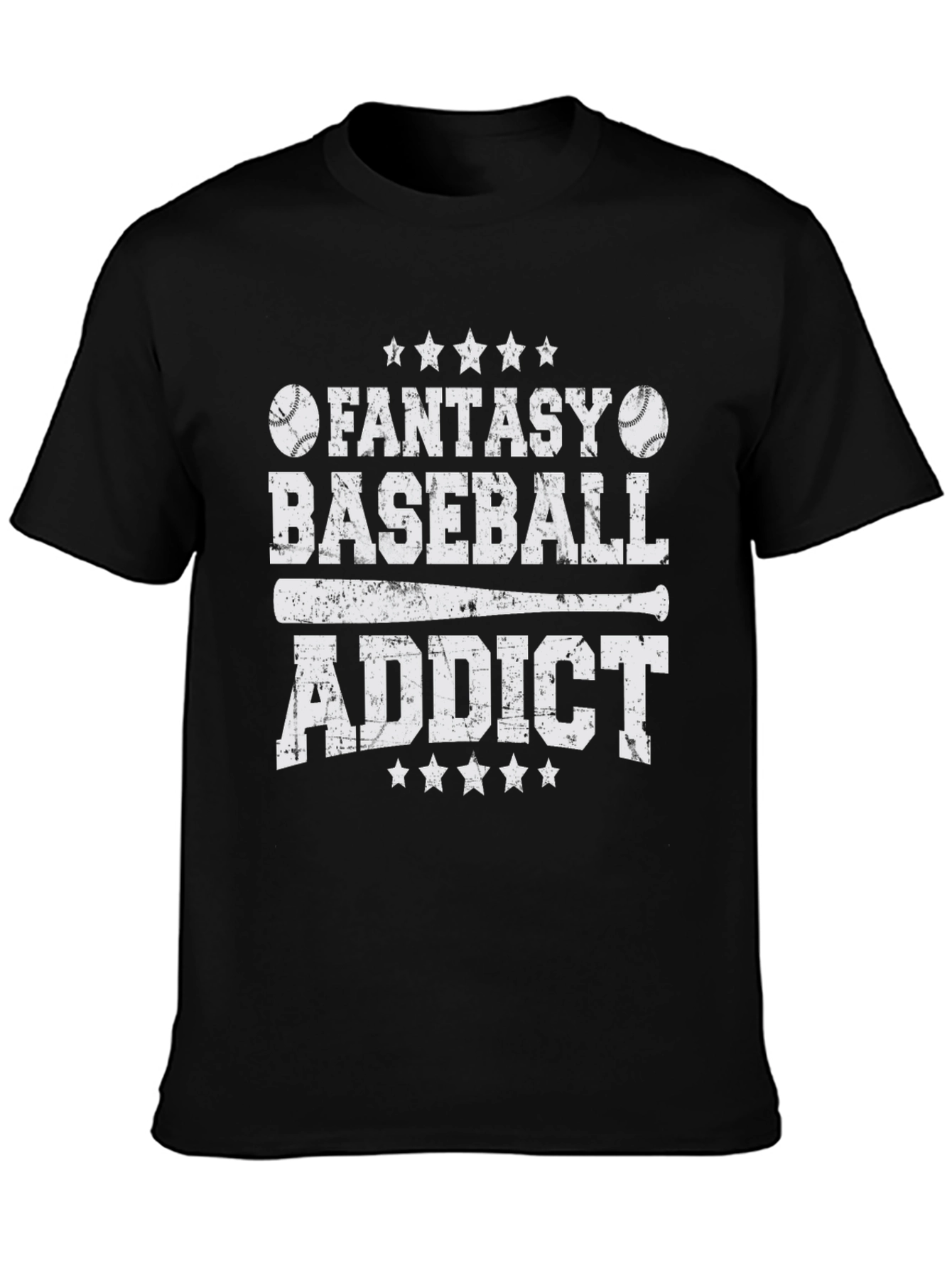 Black Fantasy Baseball Addict Graphic Tee view 3