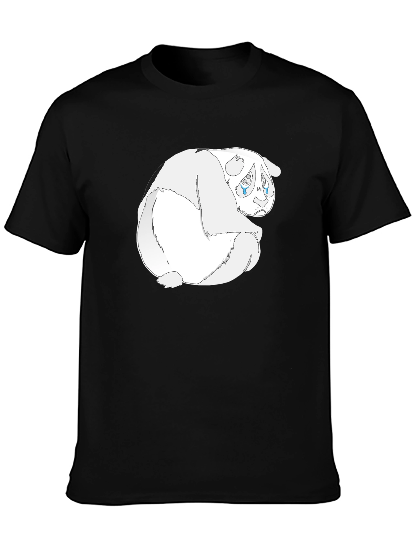 Black Sad Panda Graphic Tee - Black Cotton Blend view 3