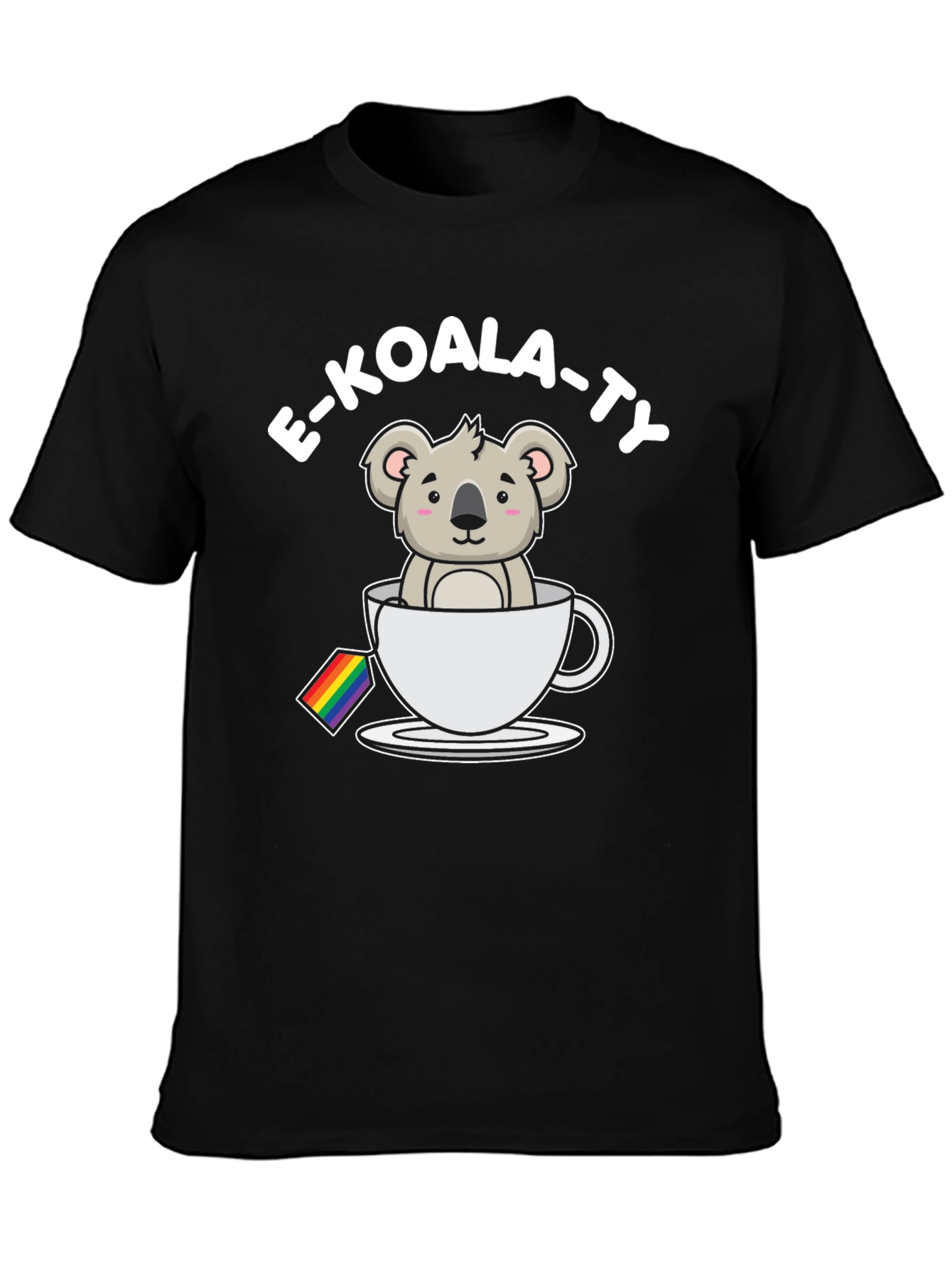 Black E-KOALA-TY LGBT Pride T-Shirt view 3