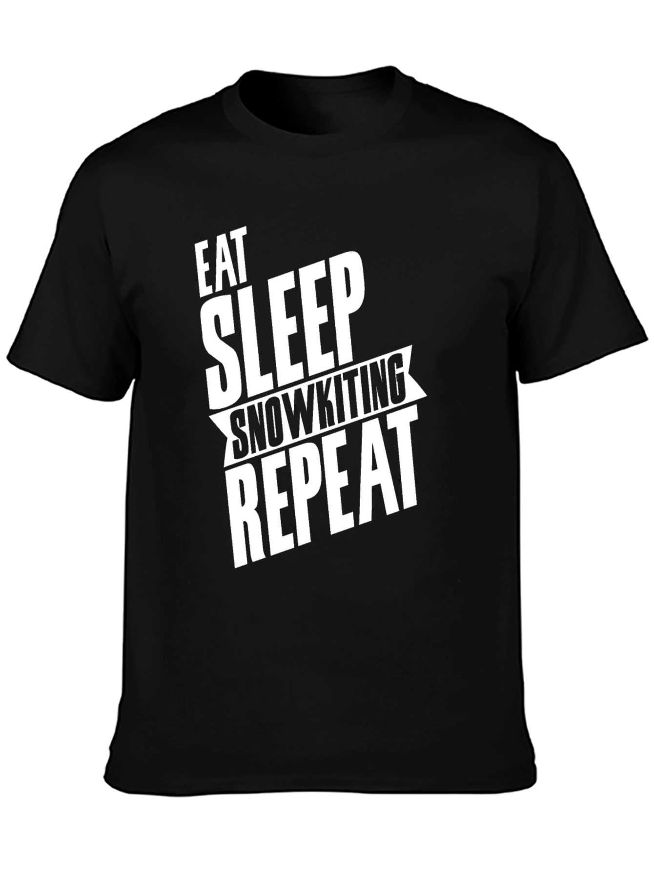 Black Eat Sleep Snowkiting Repeat T-Shirt Black view 3