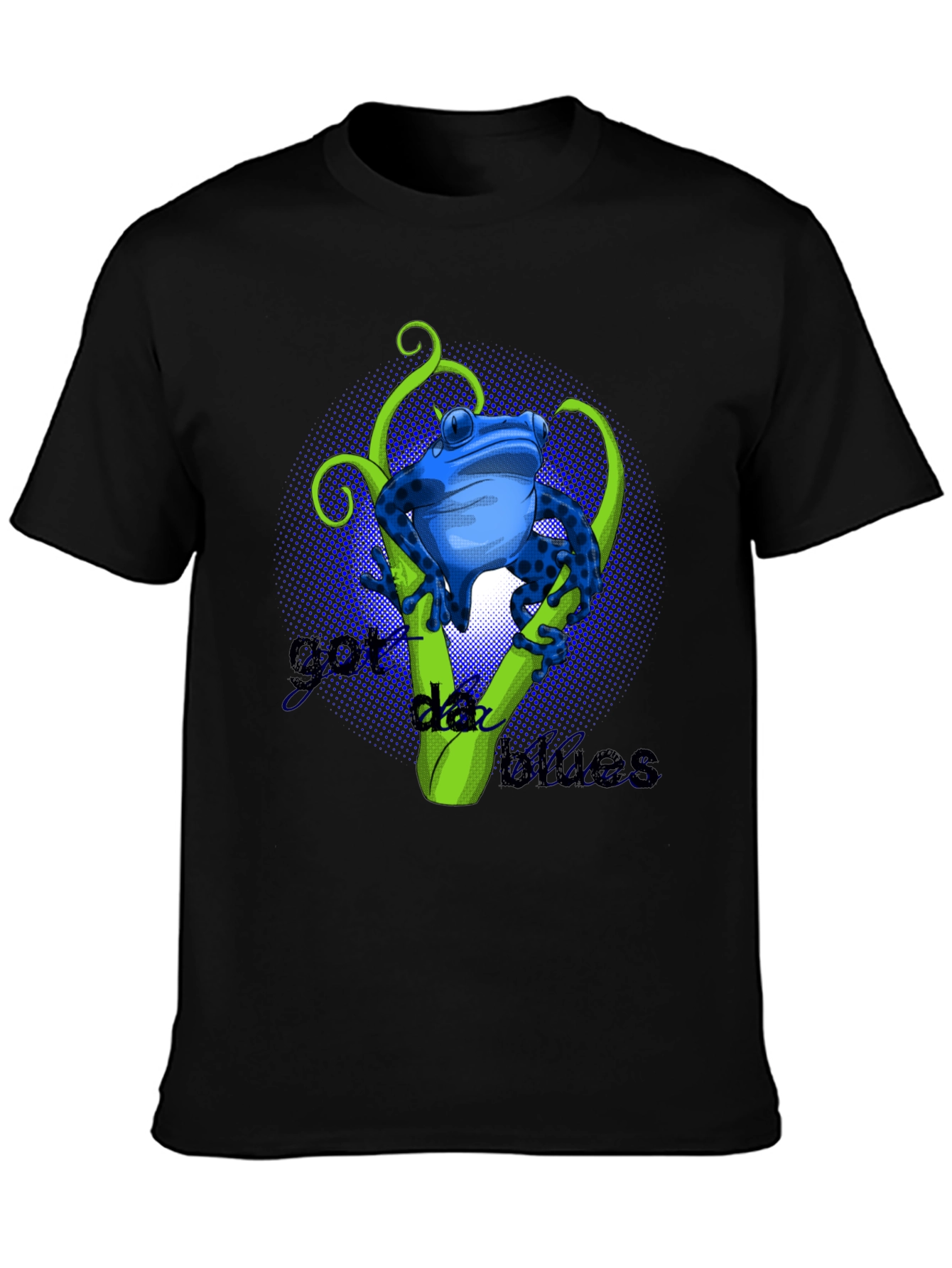 Black Blue Frog Got Da Blues Graphic T-Shirt view 3