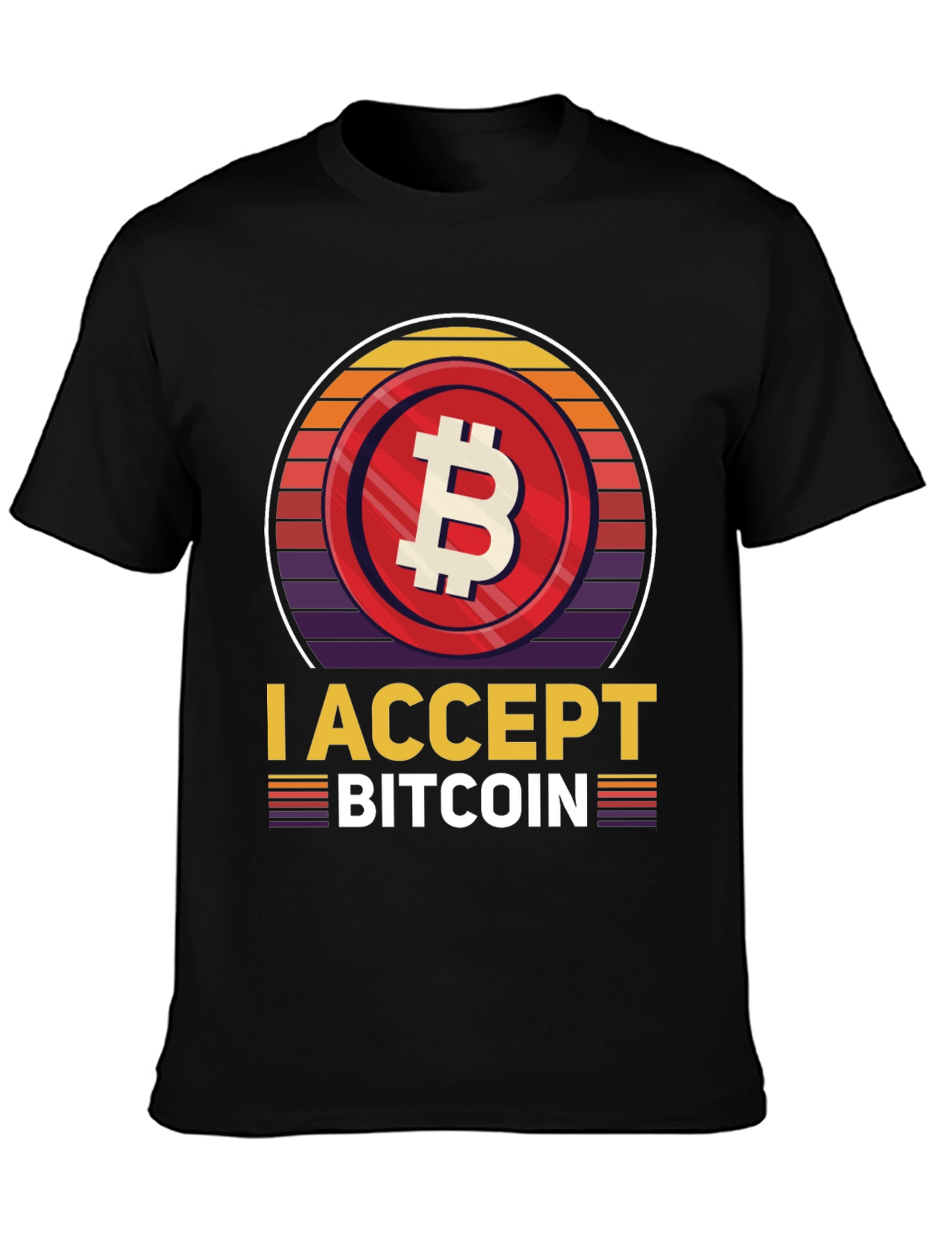 Black I Accept Bitcoin Retro T-Shirt view 3