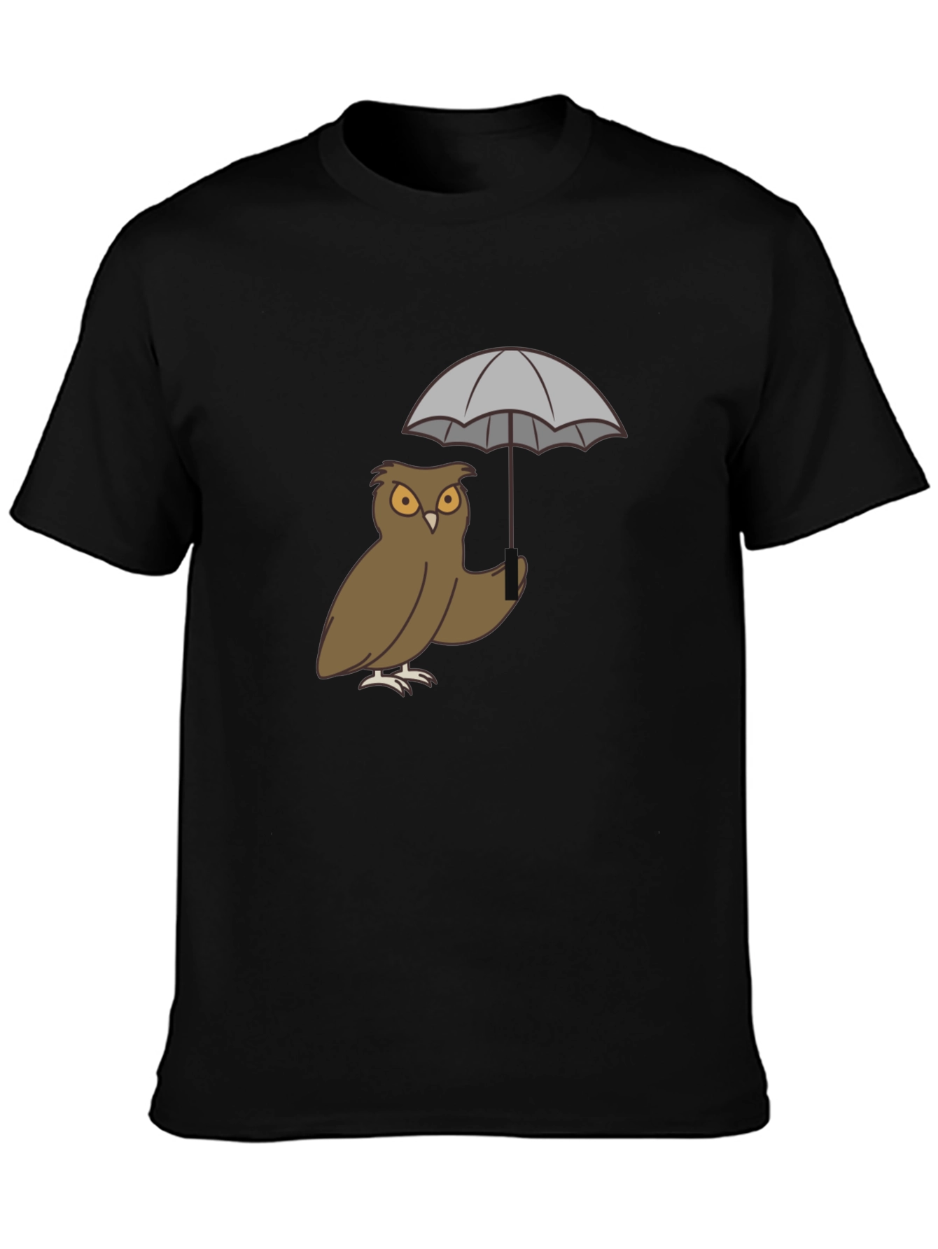 Black Owl Umbrella Graphic T-Shirt view 3