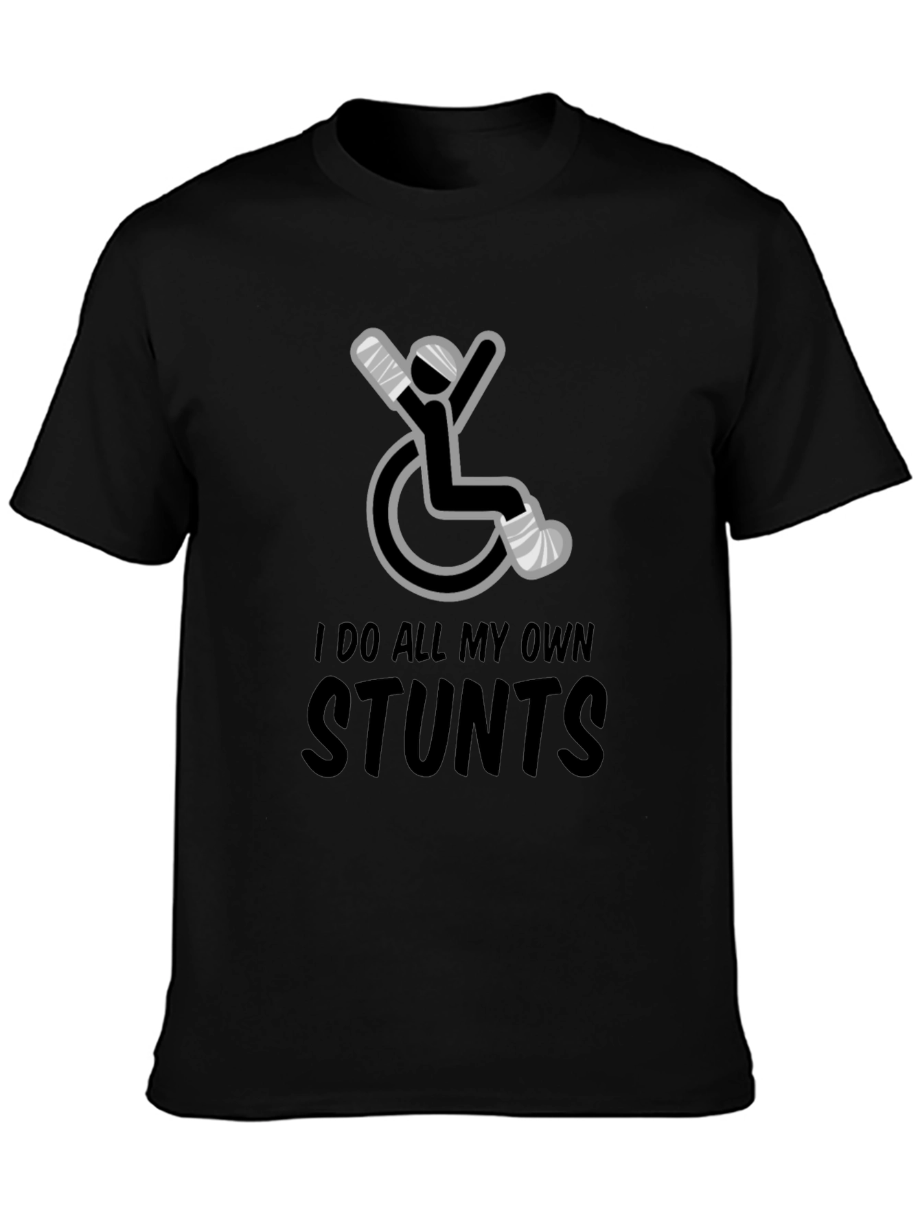Black I Do All My Own Stunts Funny T-Shirt view 3