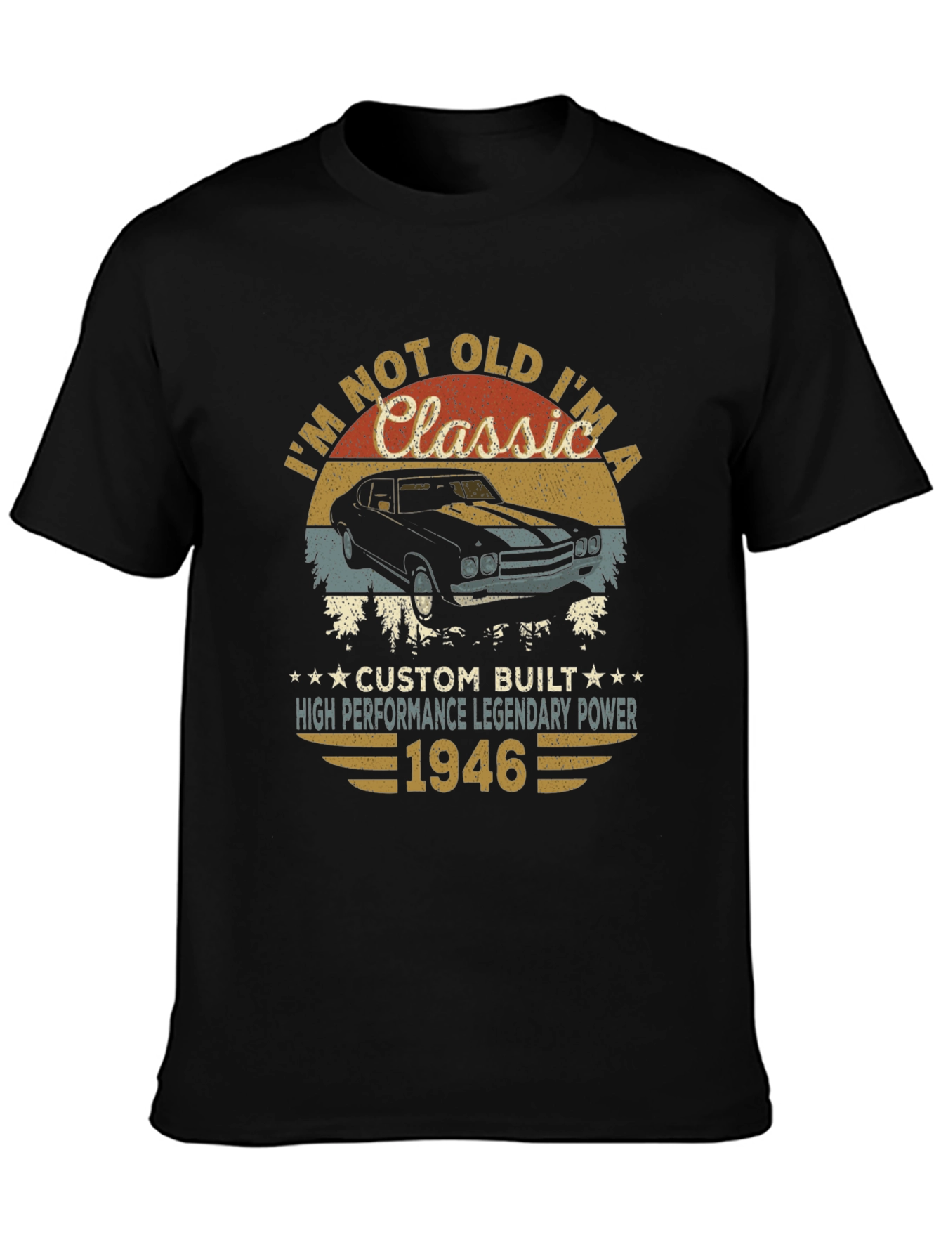 Black Classic Car 1946 Birthday T-Shirt view 3