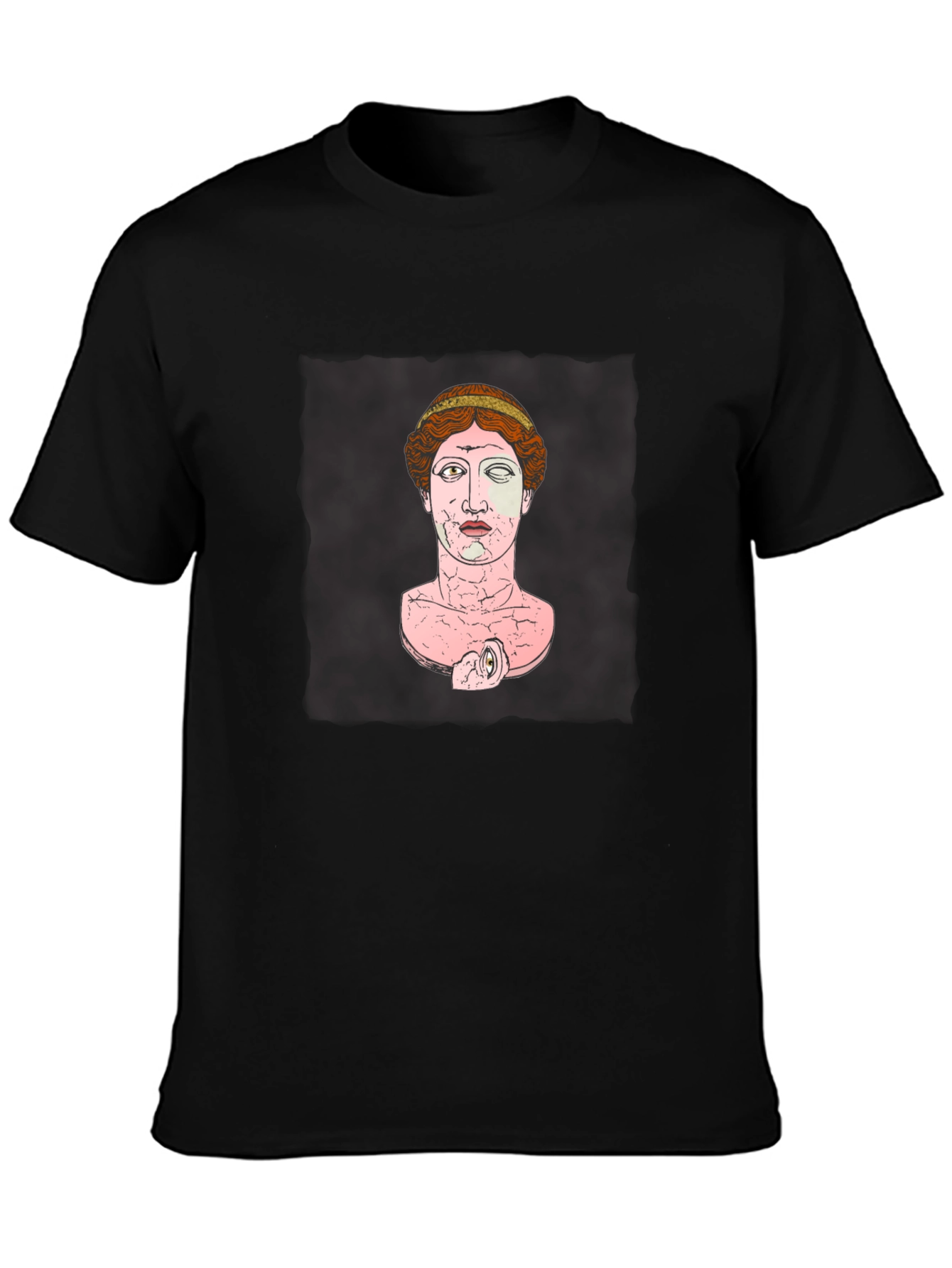 Black Black T-Shirt with Ancient Bust Graphic view 3