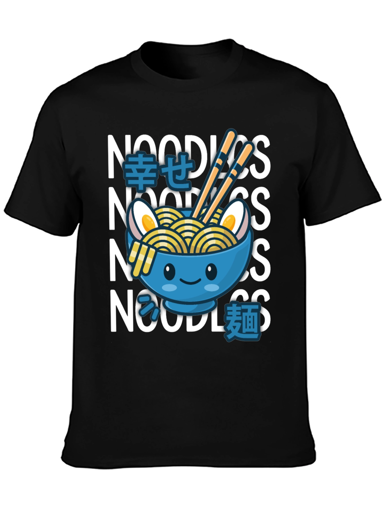 Black Kawaii Ramen Bowl T-Shirt - Noodle Lover Tee view 3