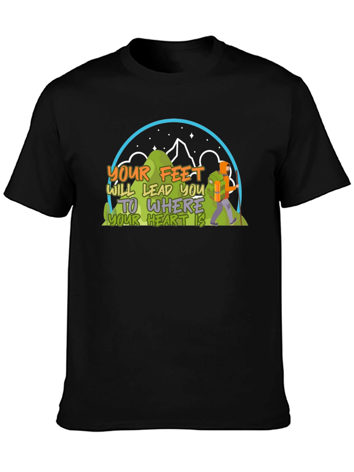 Black Hiking T-Shirt: Your Feet Will Lead You view 3