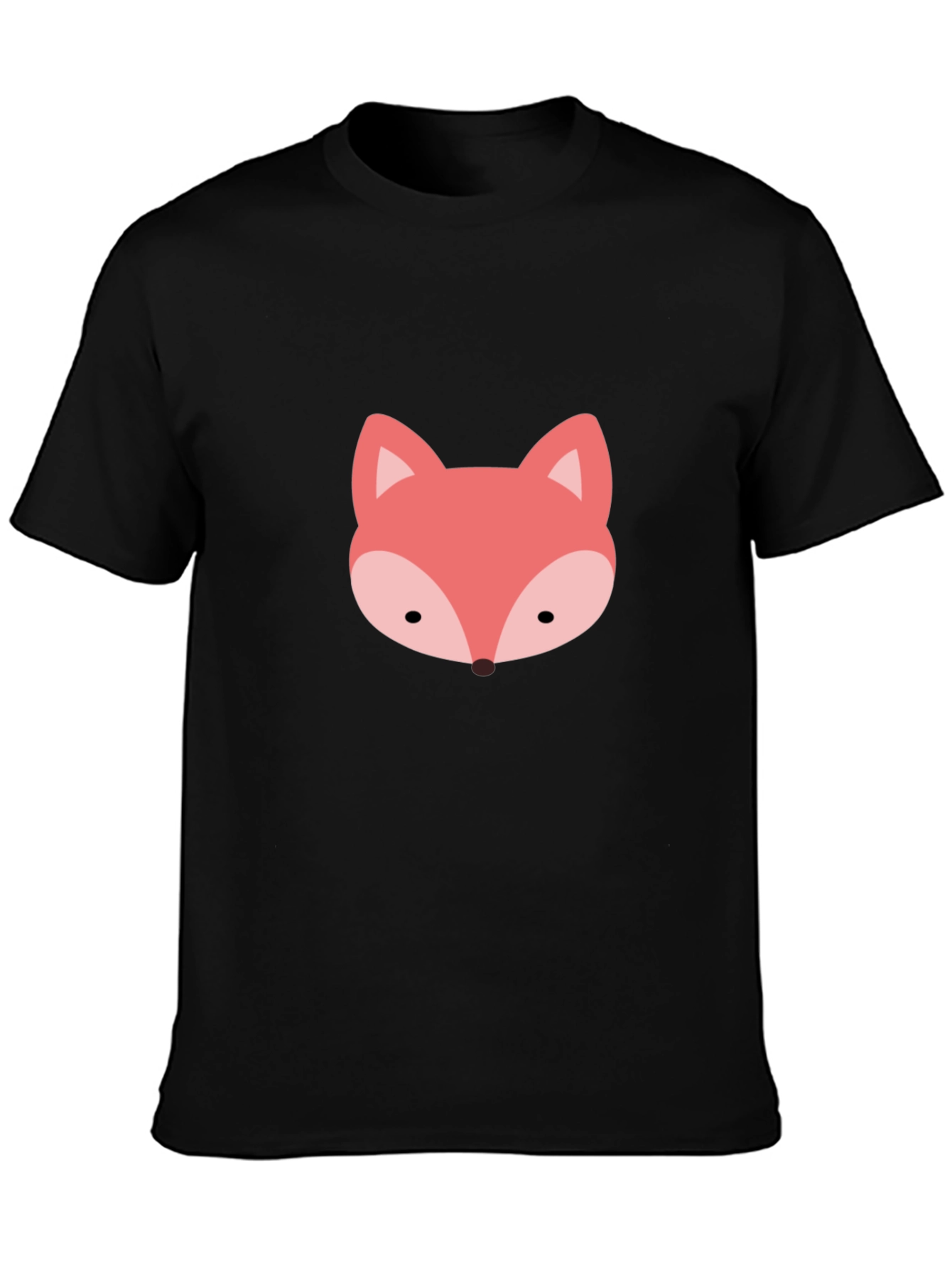 Black Cute Fox Graphic Tee - Soft Black T-Shirt view 3