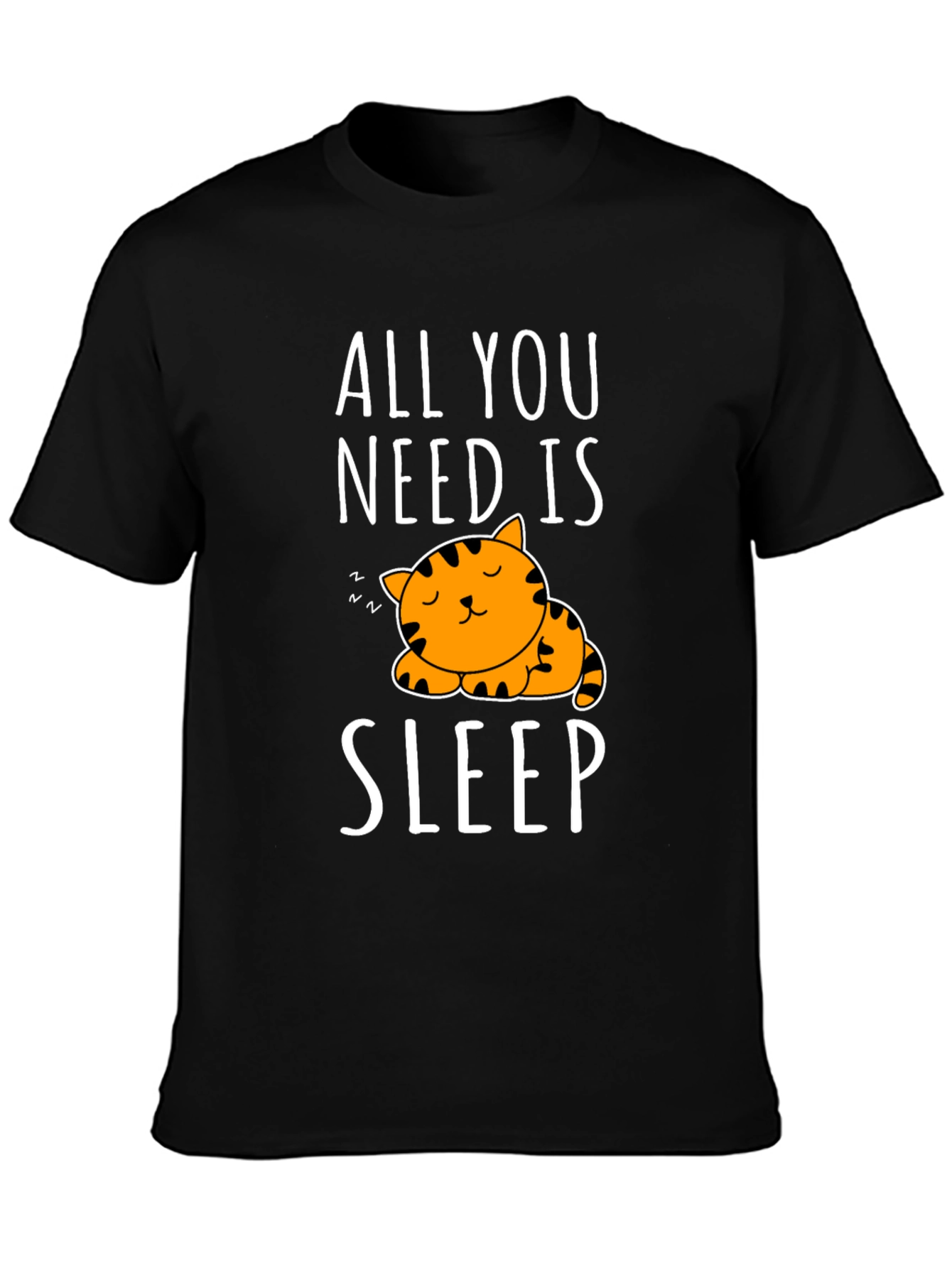 Black All You Need Is Sleep - Cute Cat Graphic T-Shirt view 3