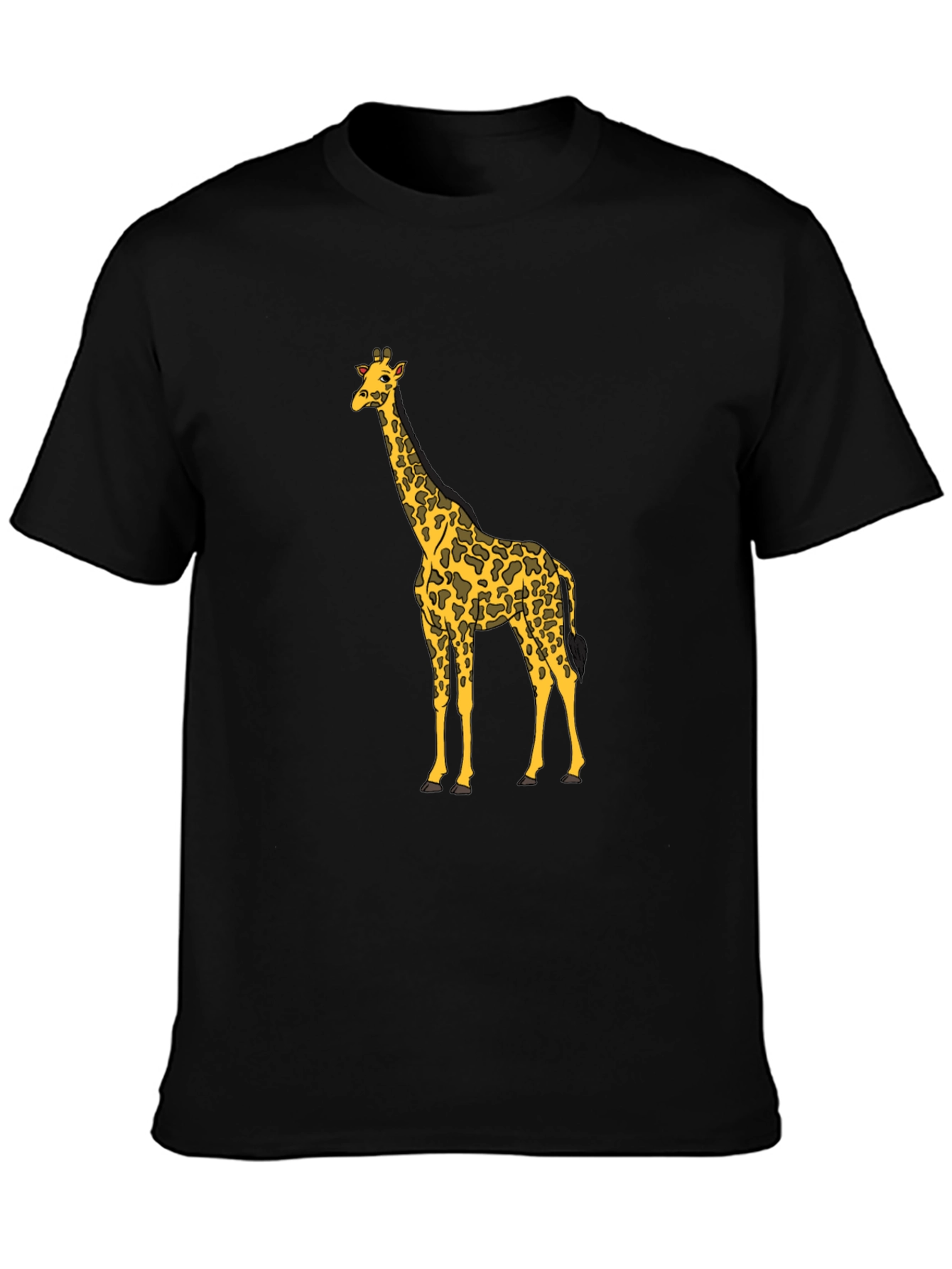 Black Giraffe Print Black T-Shirt, Animal Lover Tee view 3