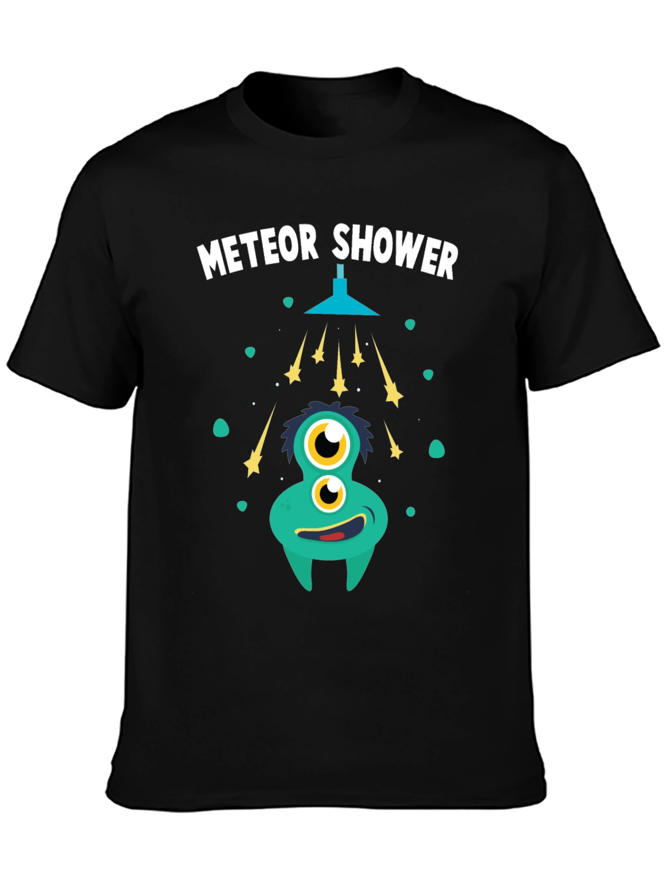 Black Meteor Shower T-Shirt - Funky Alien Graphic Tee view 3