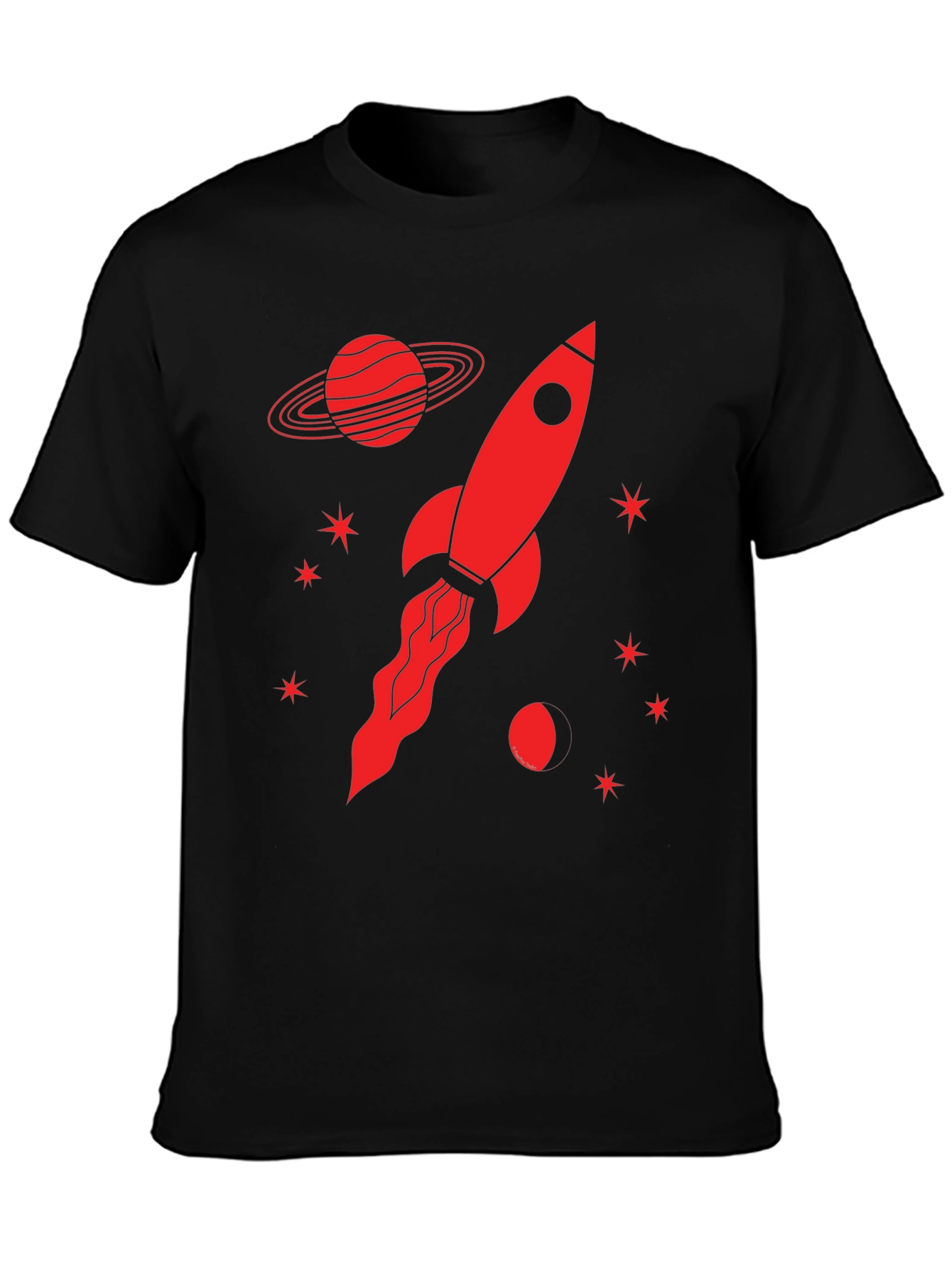 Black Rocket Planet Graphic T-Shirt - Black view 3