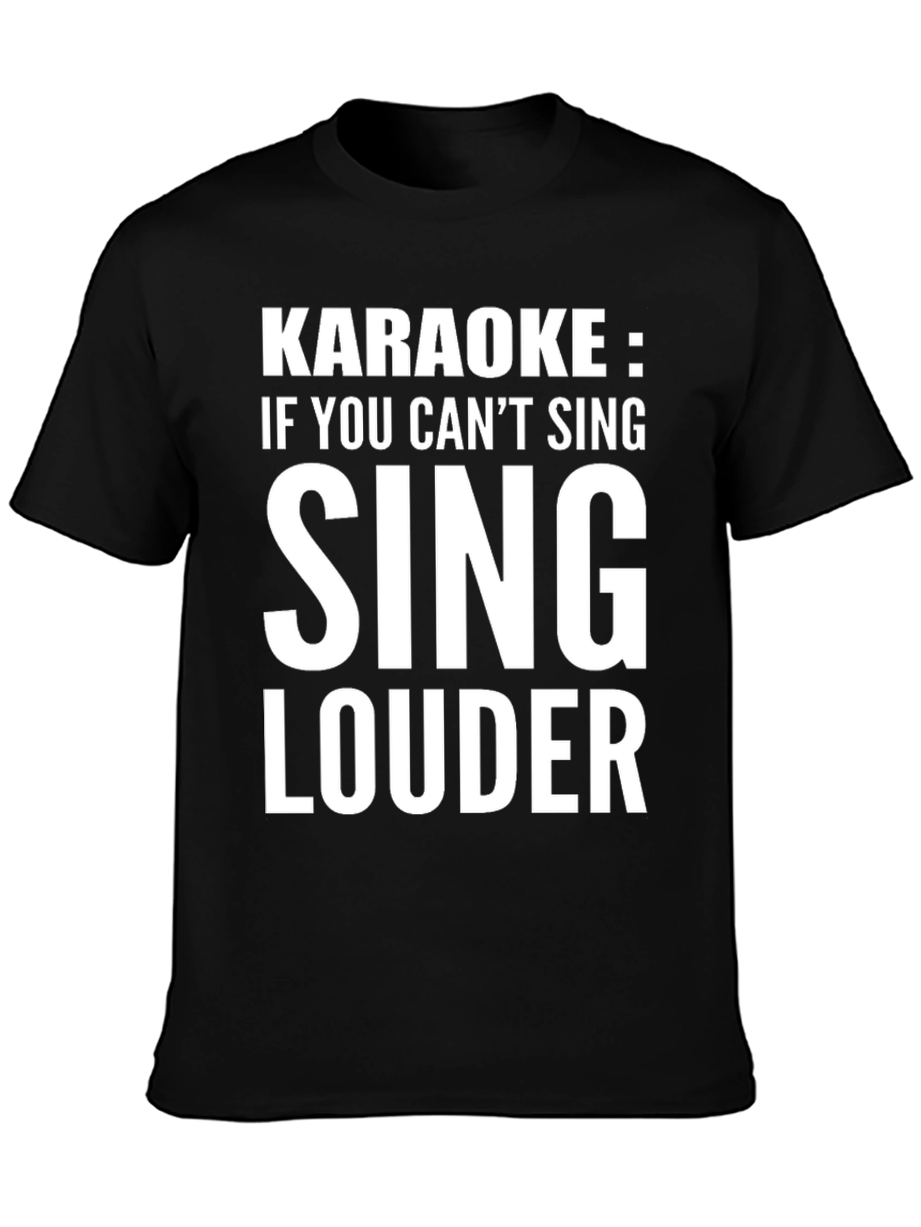 Black Karaoke Sing Louder Graphic Tee Shirt view 3