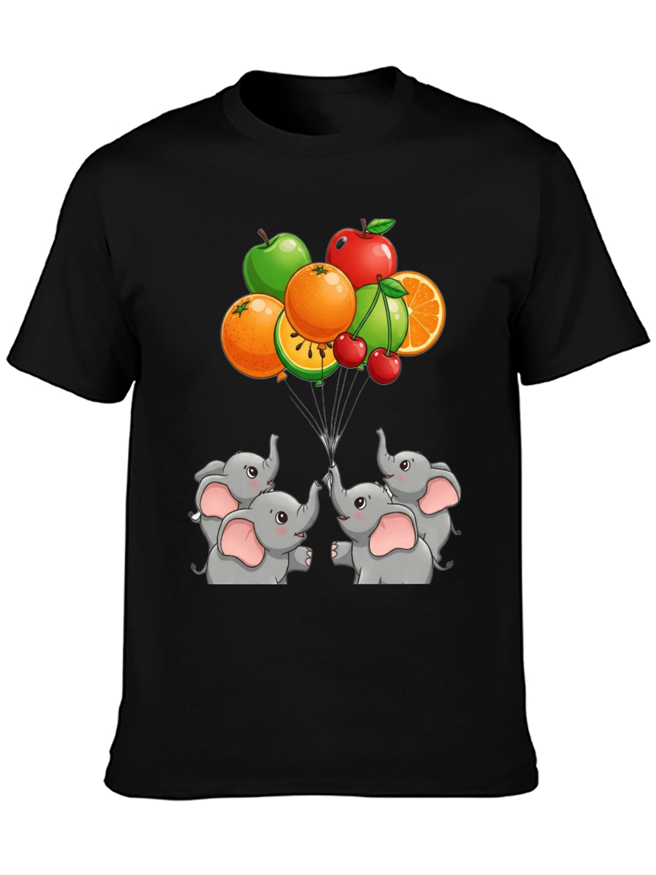 Black Elephant & Fruit Graphic Tee view 3