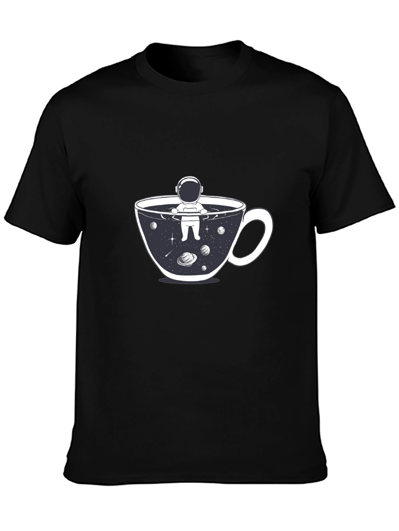 Black Astronaut Coffee Cup T-Shirt - Space Lover Tee view 3