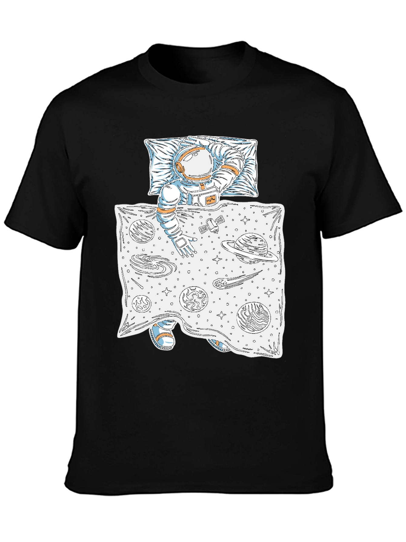 Black Astronaut Sleeping in Space Tee view 3