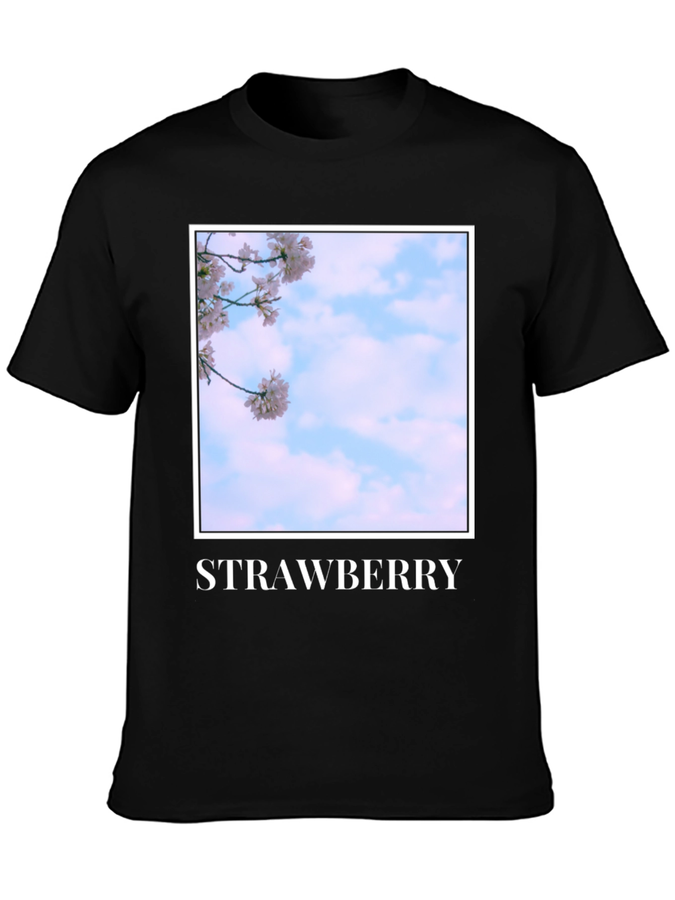 Black Strawberry Blossom T-Shirt - Soft Cotton Blend view 3