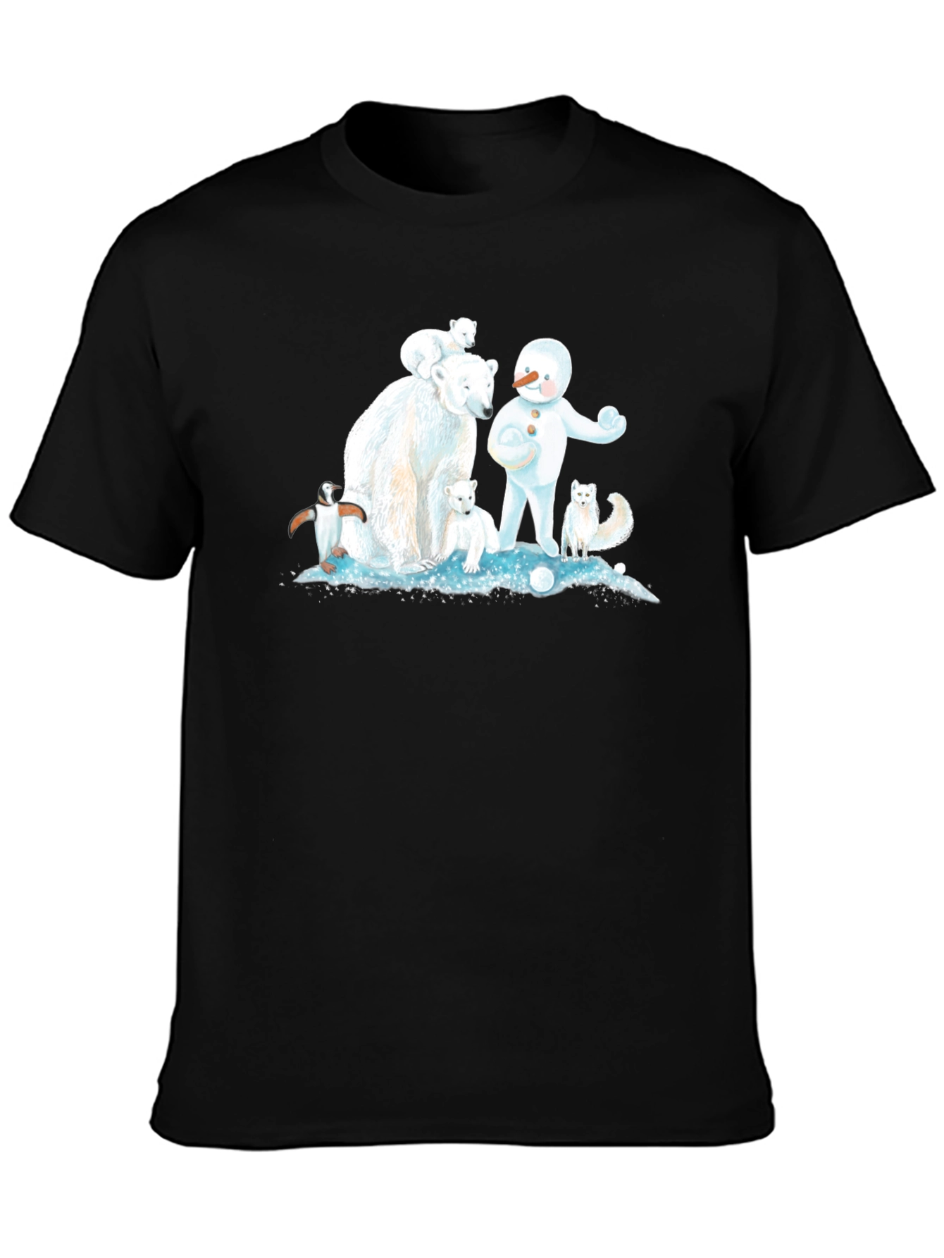 Black Winter Animal Print T-Shirt view 3