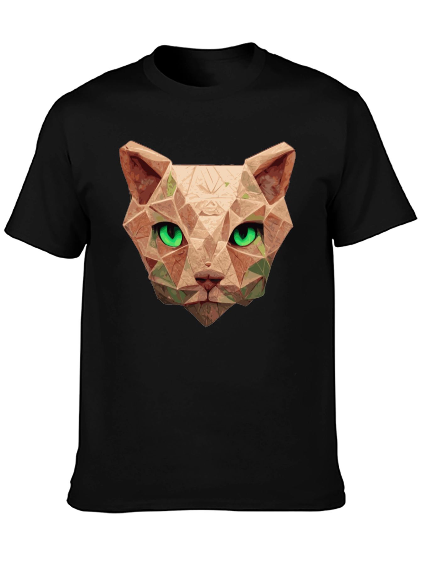 Black Geometric Cat Head T-Shirt - Stylish Graphic Tee view 3