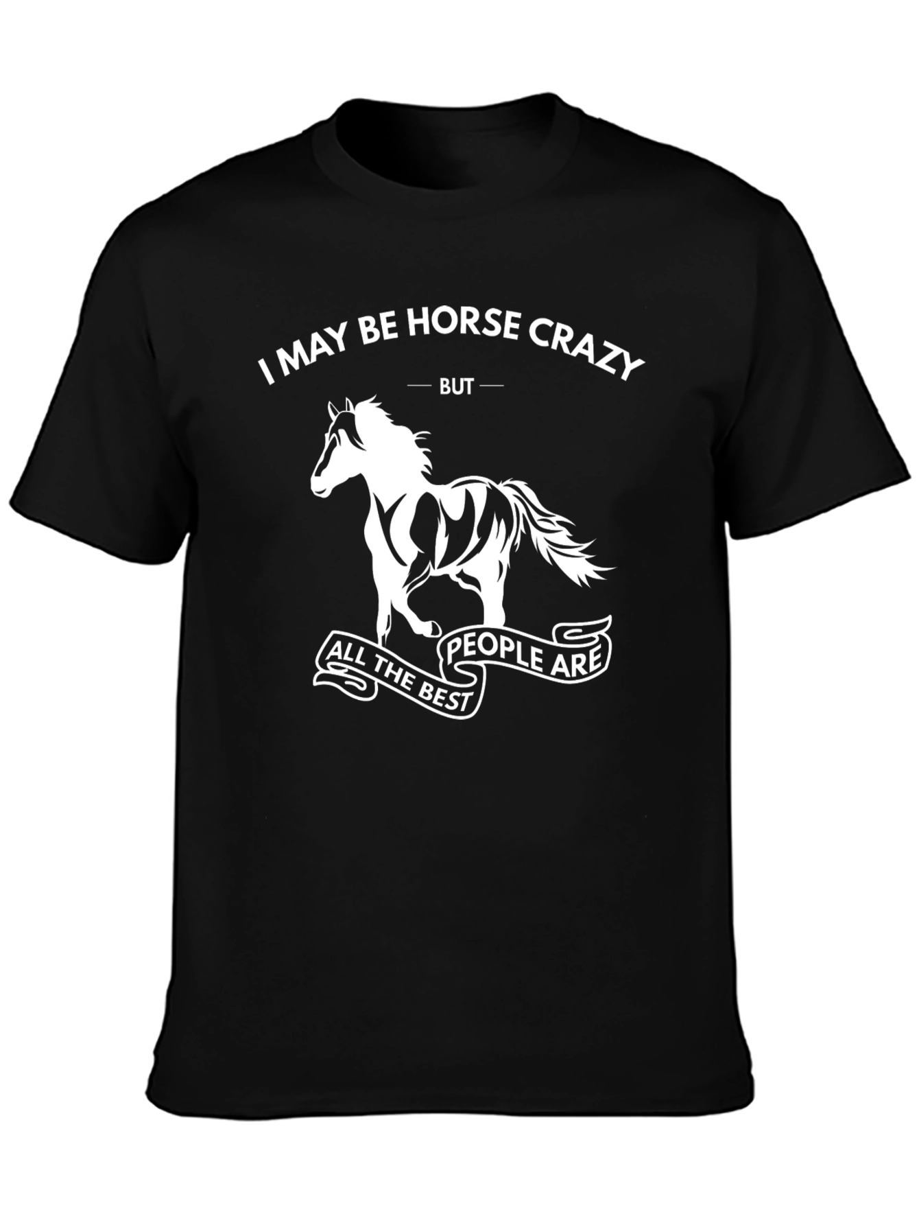 Black Horse Crazy Graphic Tee - Unisex Black T-Shirt view 3