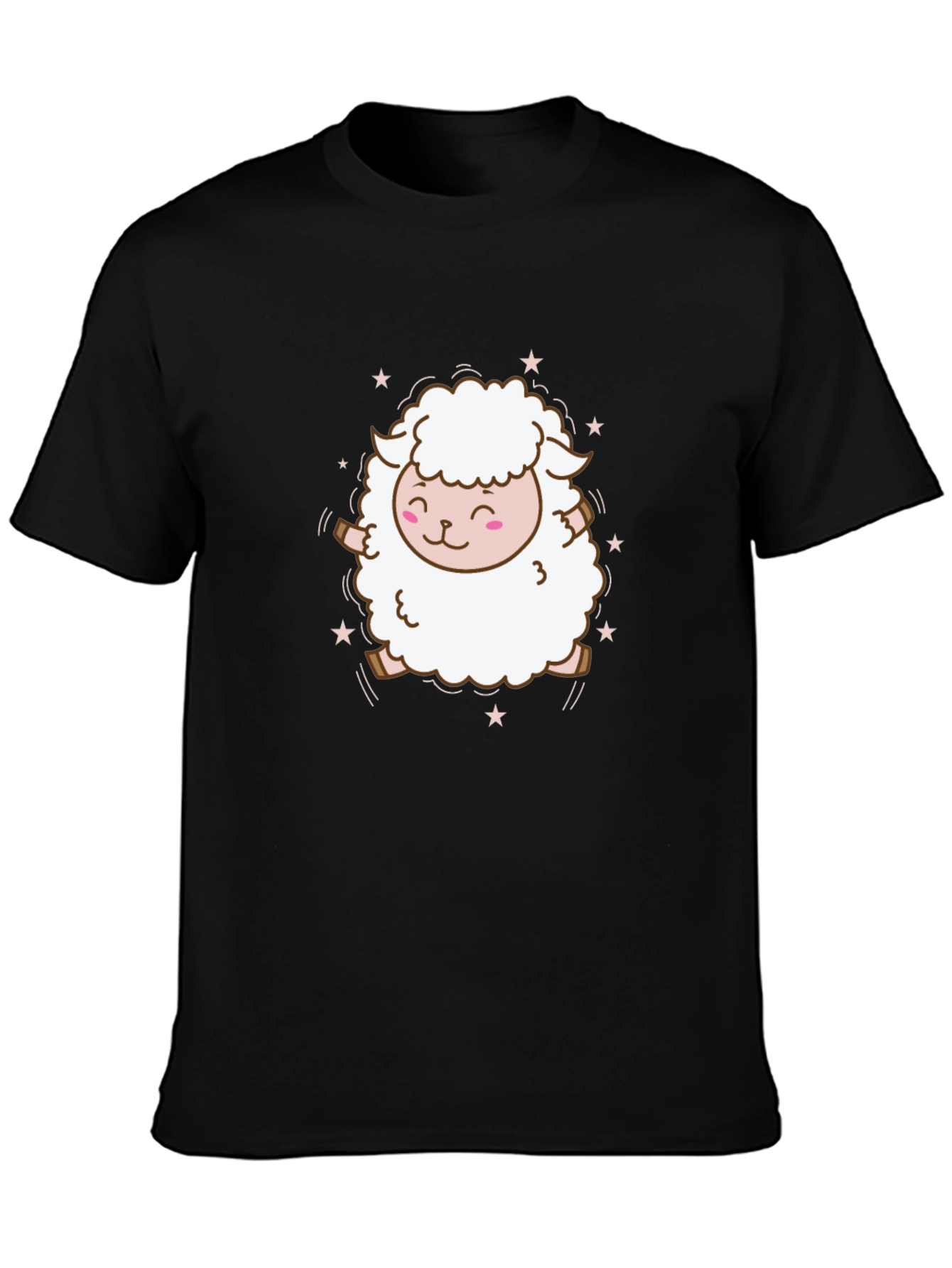 Black Cute Sheep Graphic Tee - Soft Cotton Blend view 3