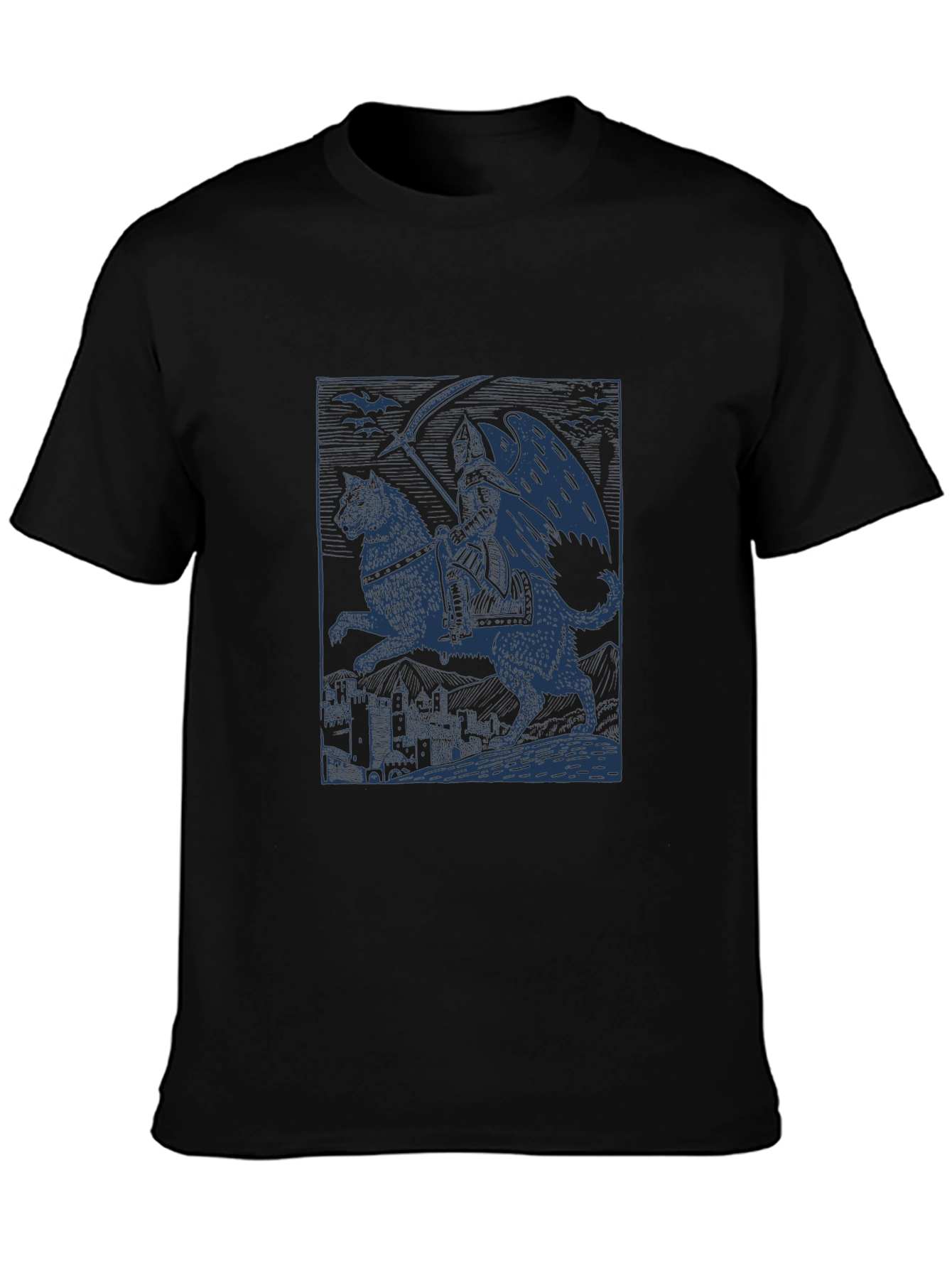 Grim Reaper Wolf Rider Graphic Tee - Black Cotton - 3