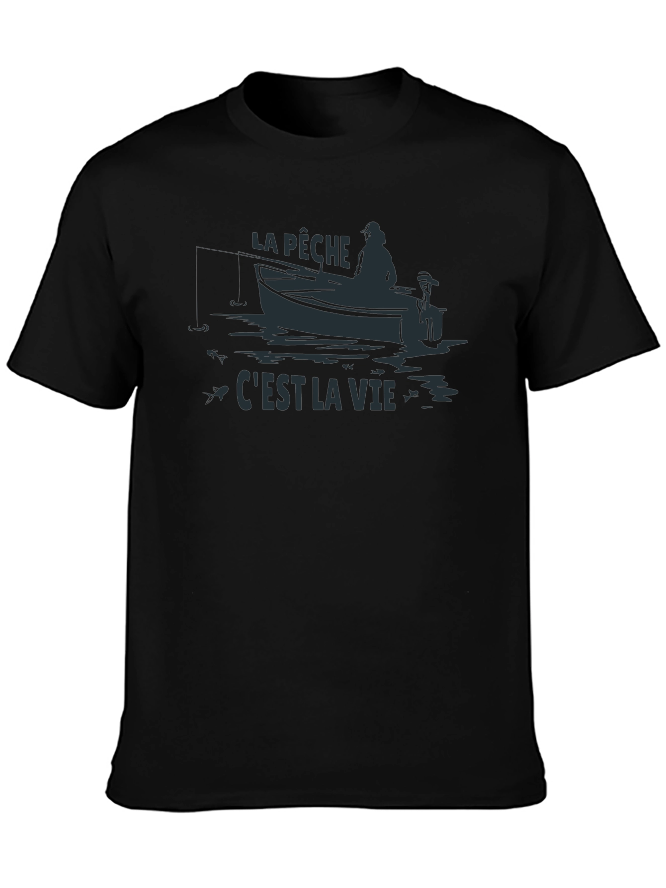 Black La Pêche C'est La Vie Fishing T-Shirt view 3