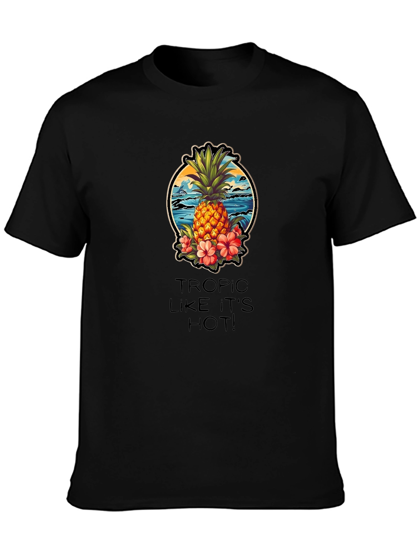Black Tropical Pineapple Graphic Tee - Tropic Like It's Hot! view 3