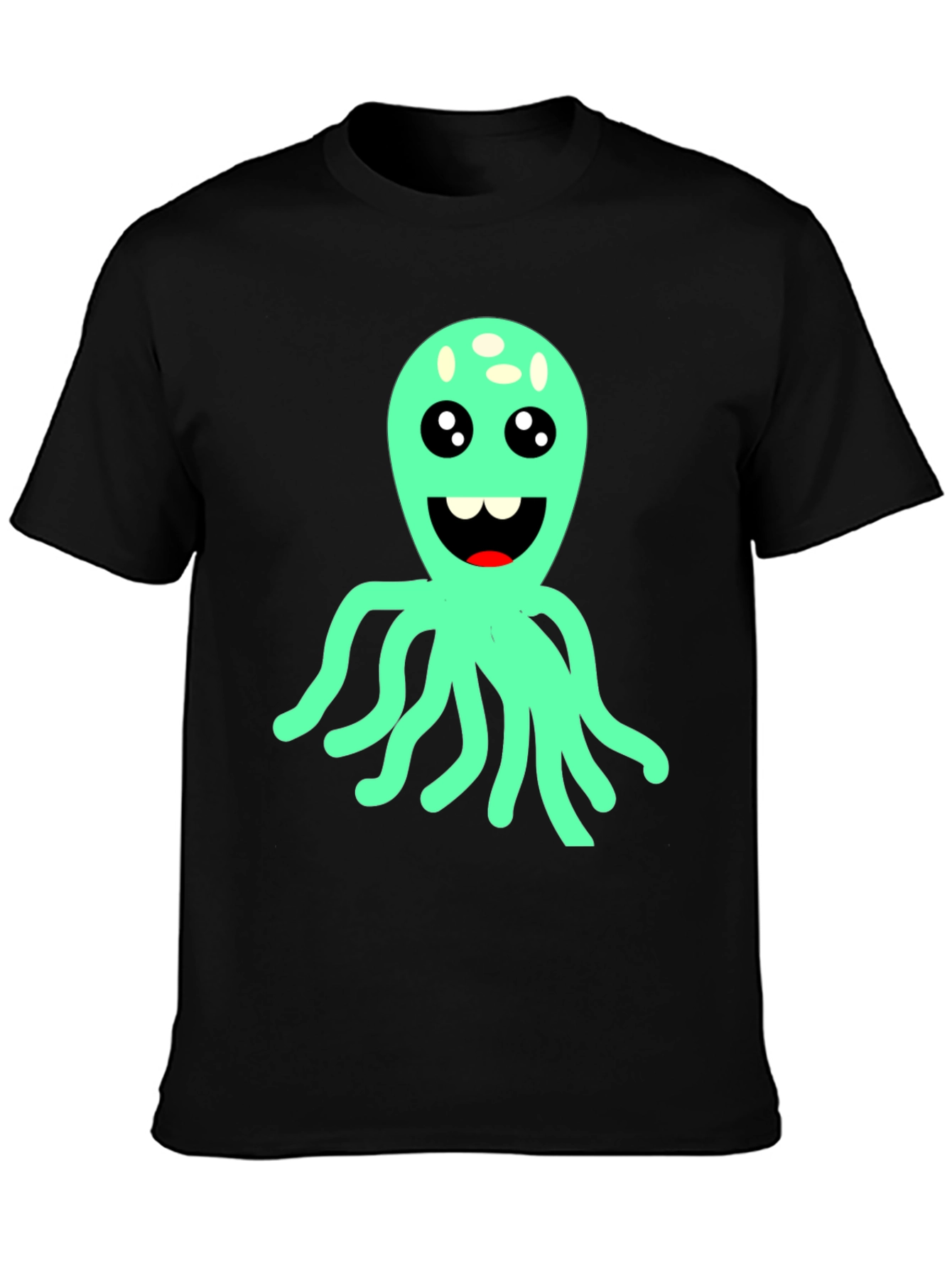 Black Cute Octopus Graphic T-Shirt - Black view 3