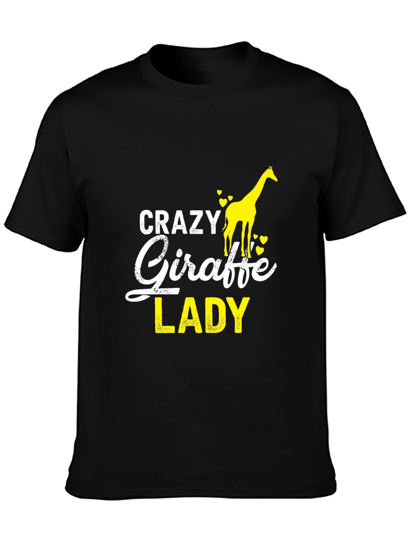 Black Crazy Giraffe Lady T-Shirt - Funny Animal Lover Tee view 3