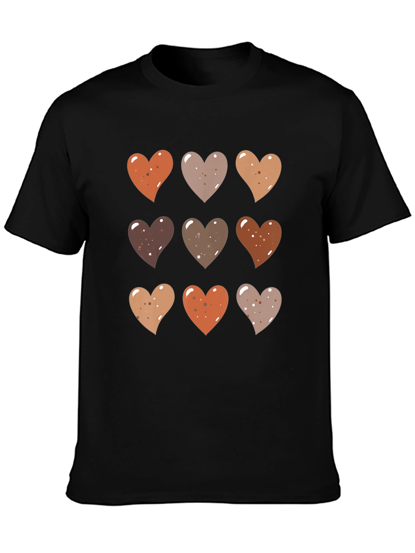 Black Heart Pattern T-Shirt - Stylish Casual Wear view 3