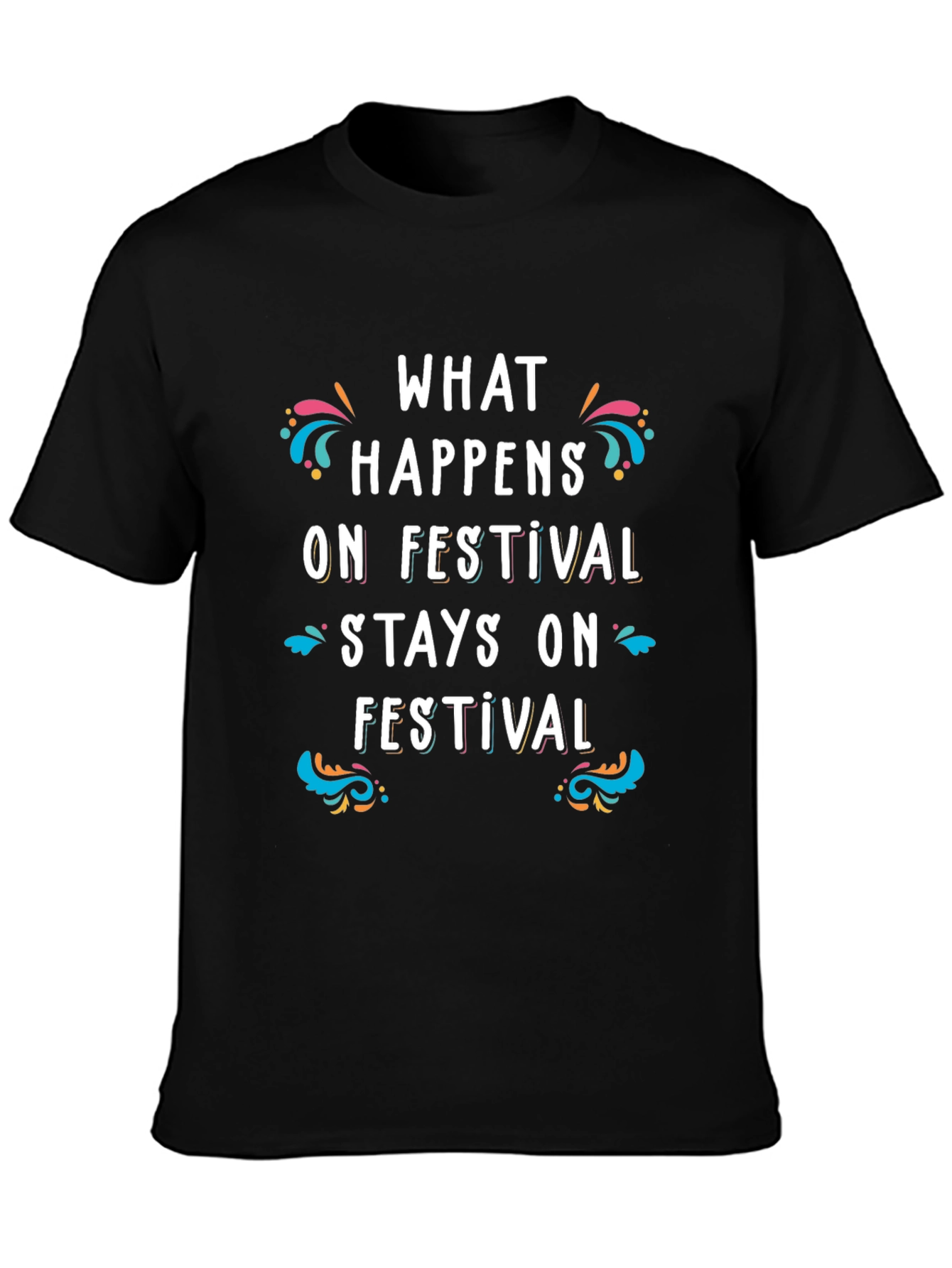 Black Festival Vibes Black Graphic T-Shirt view 3