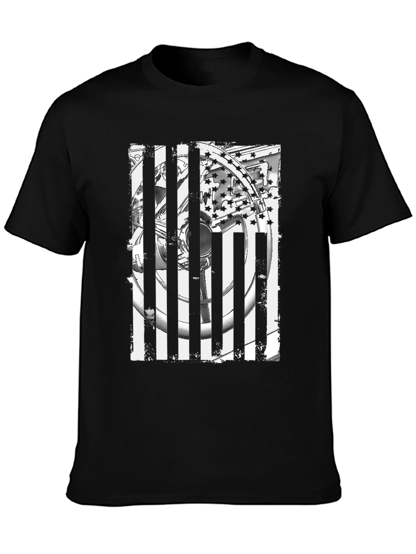 Black Patriotic Wheel T-Shirt view 3