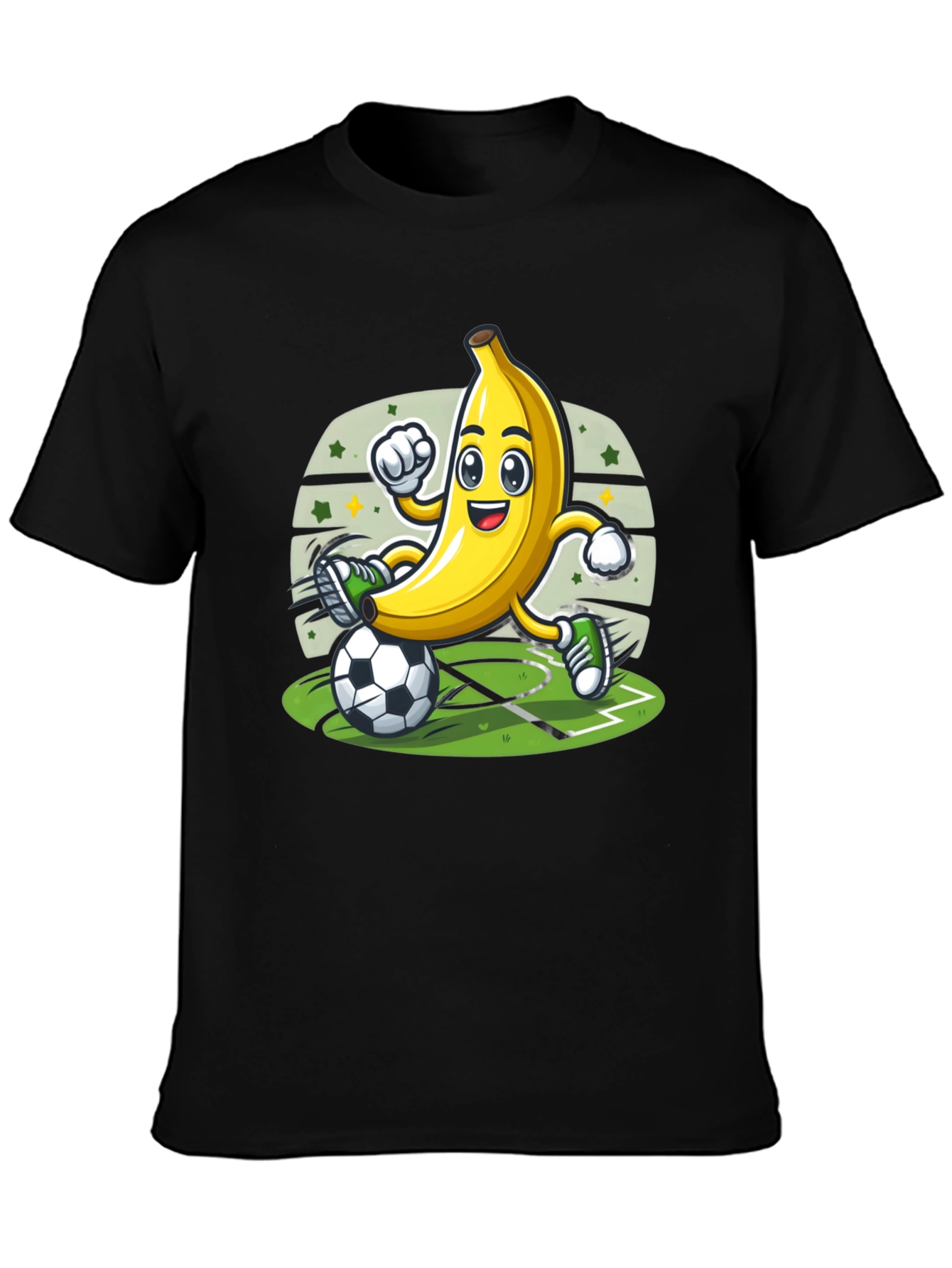 Black Funny Banana Soccer Player T-Shirt view 3