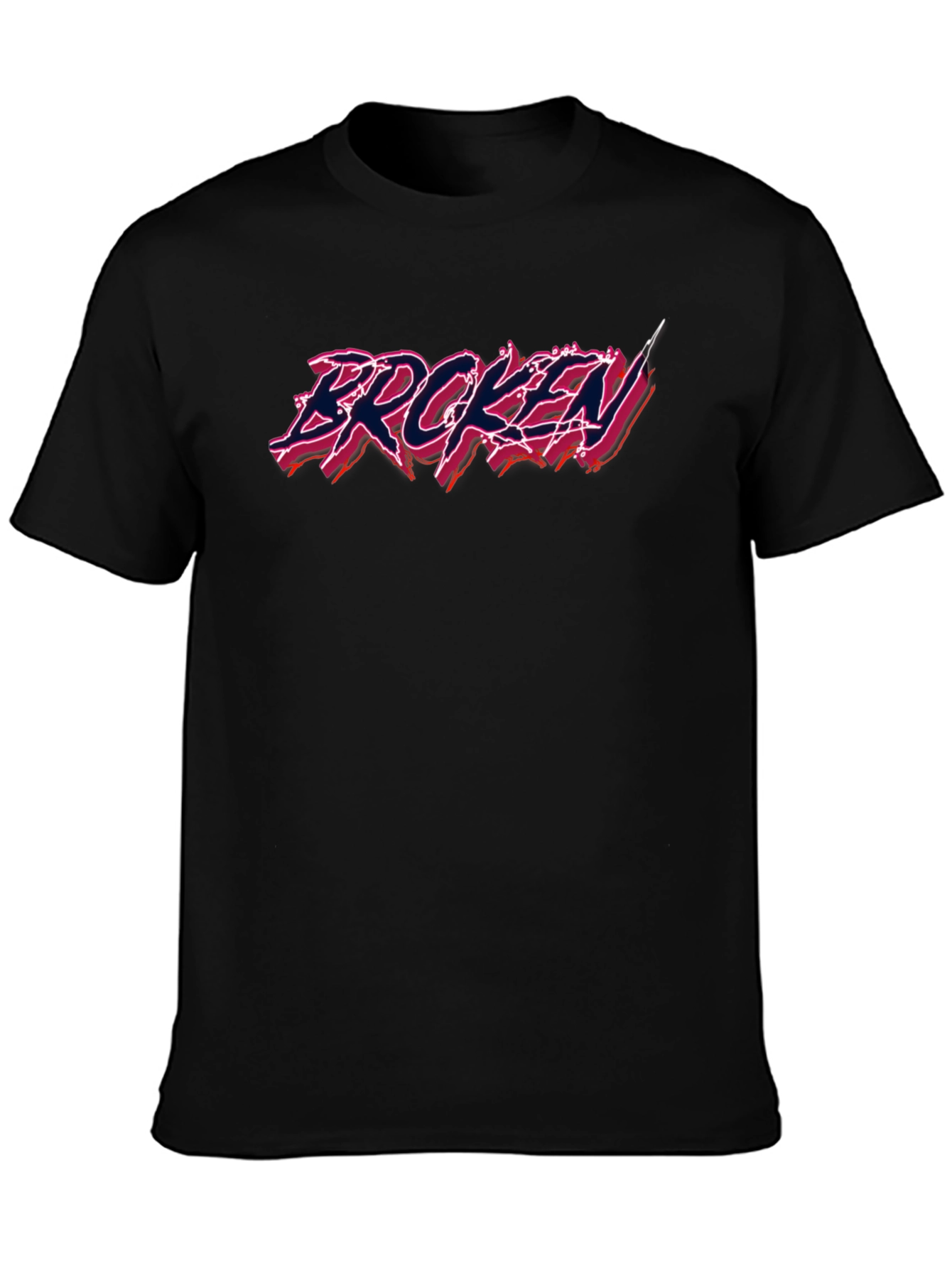 Black Broken Graphic Tee - Edgy Streetwear view 3