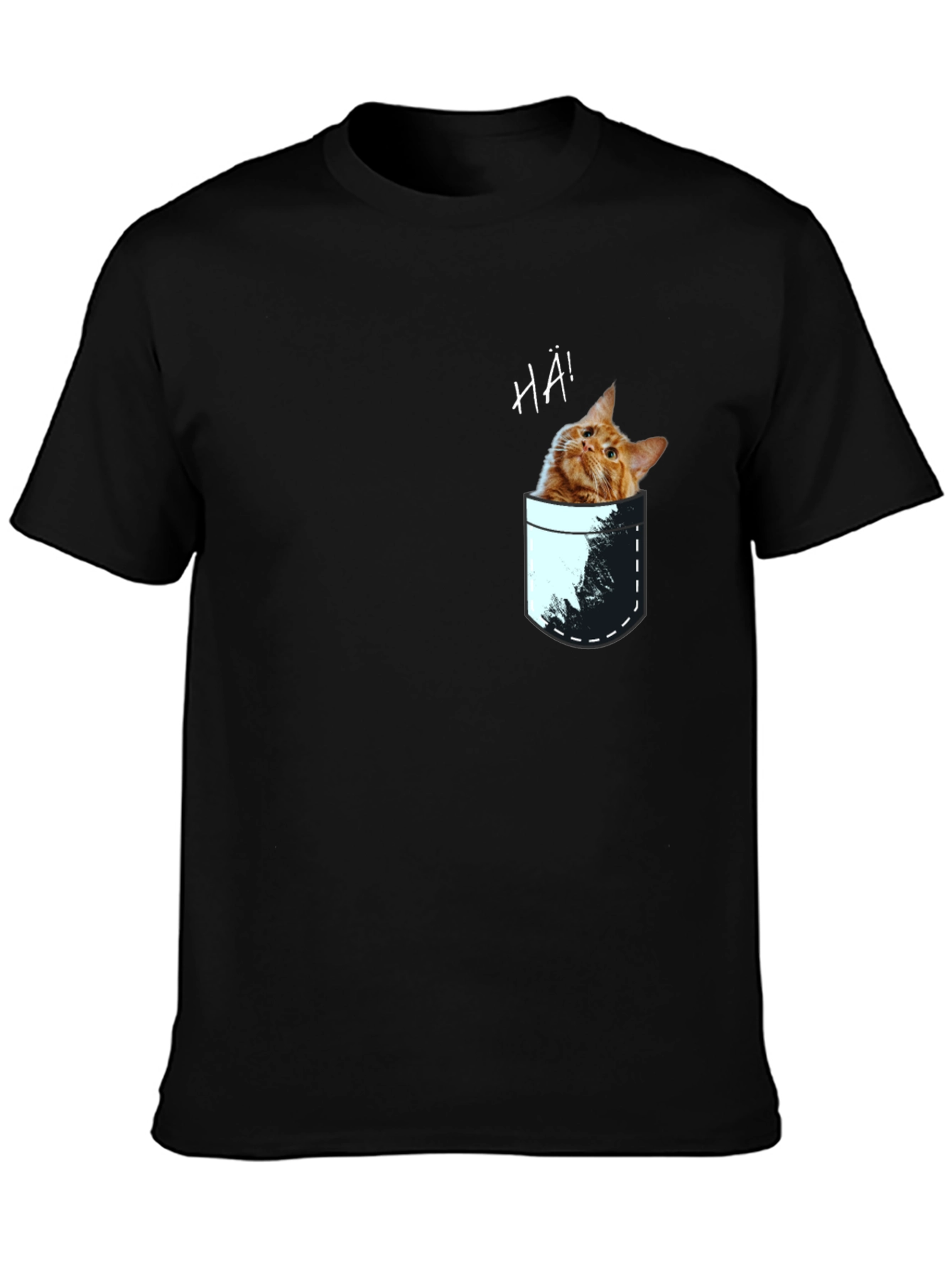 Black Cat Pocket Graphic Tee - Quirky Men's T-Shirt view 3