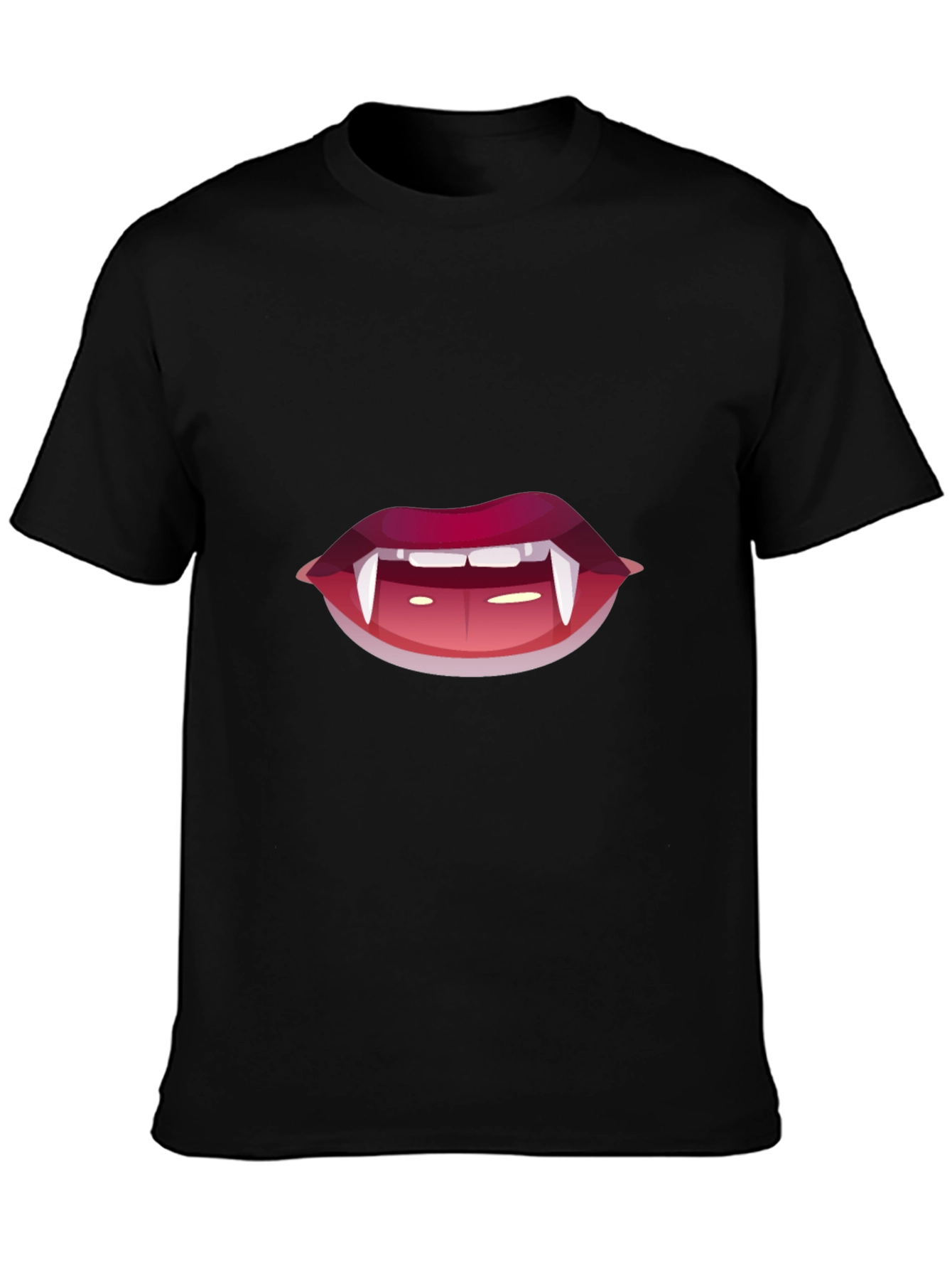 Black Vampire Lips Graphic Tee - Black Cotton T-Shirt view 3