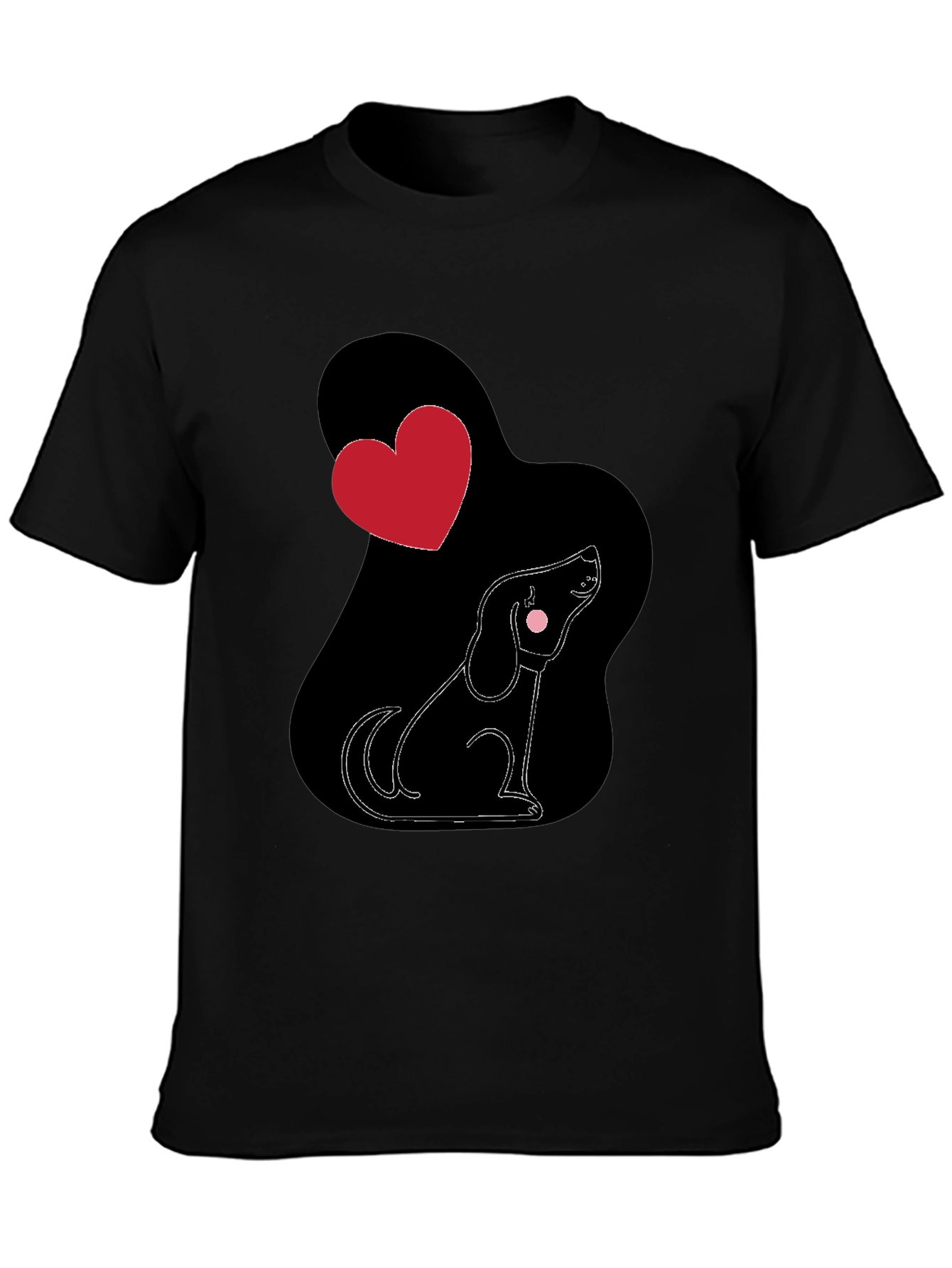 Black Dog Lover T-Shirt, Heart Design view 3