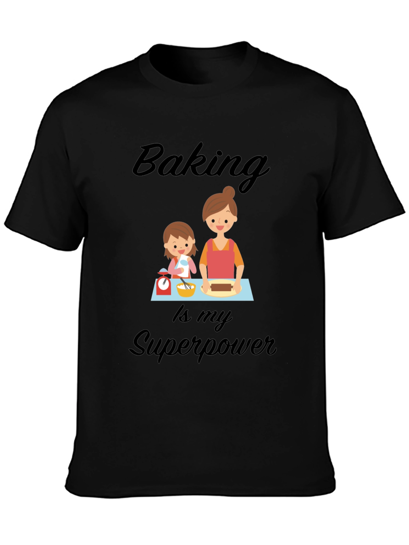 Black Baking is My Superpower Black T-Shirt view 3