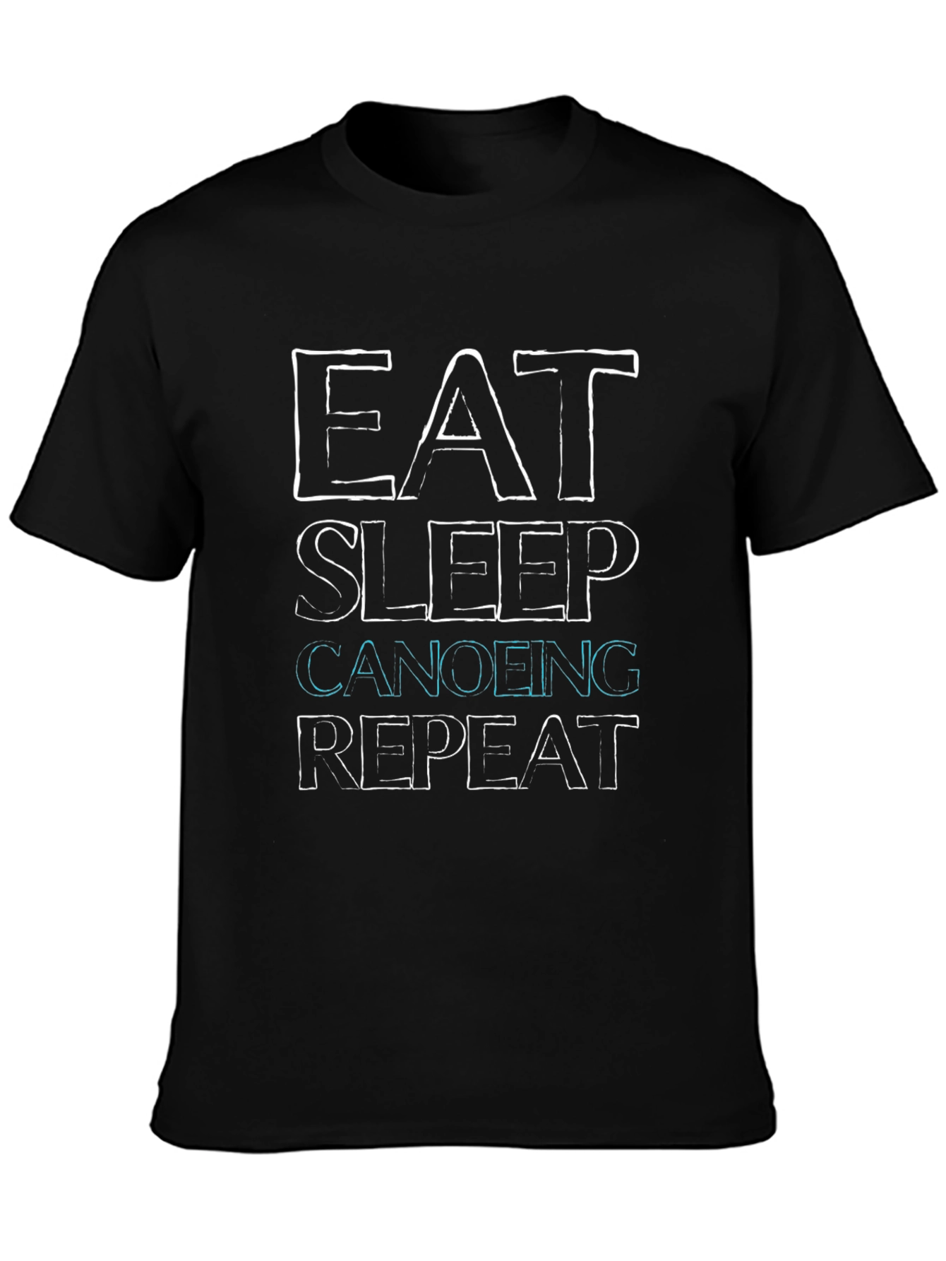 Black Eat Sleep Canoeing Repeat Black T-Shirt view 3