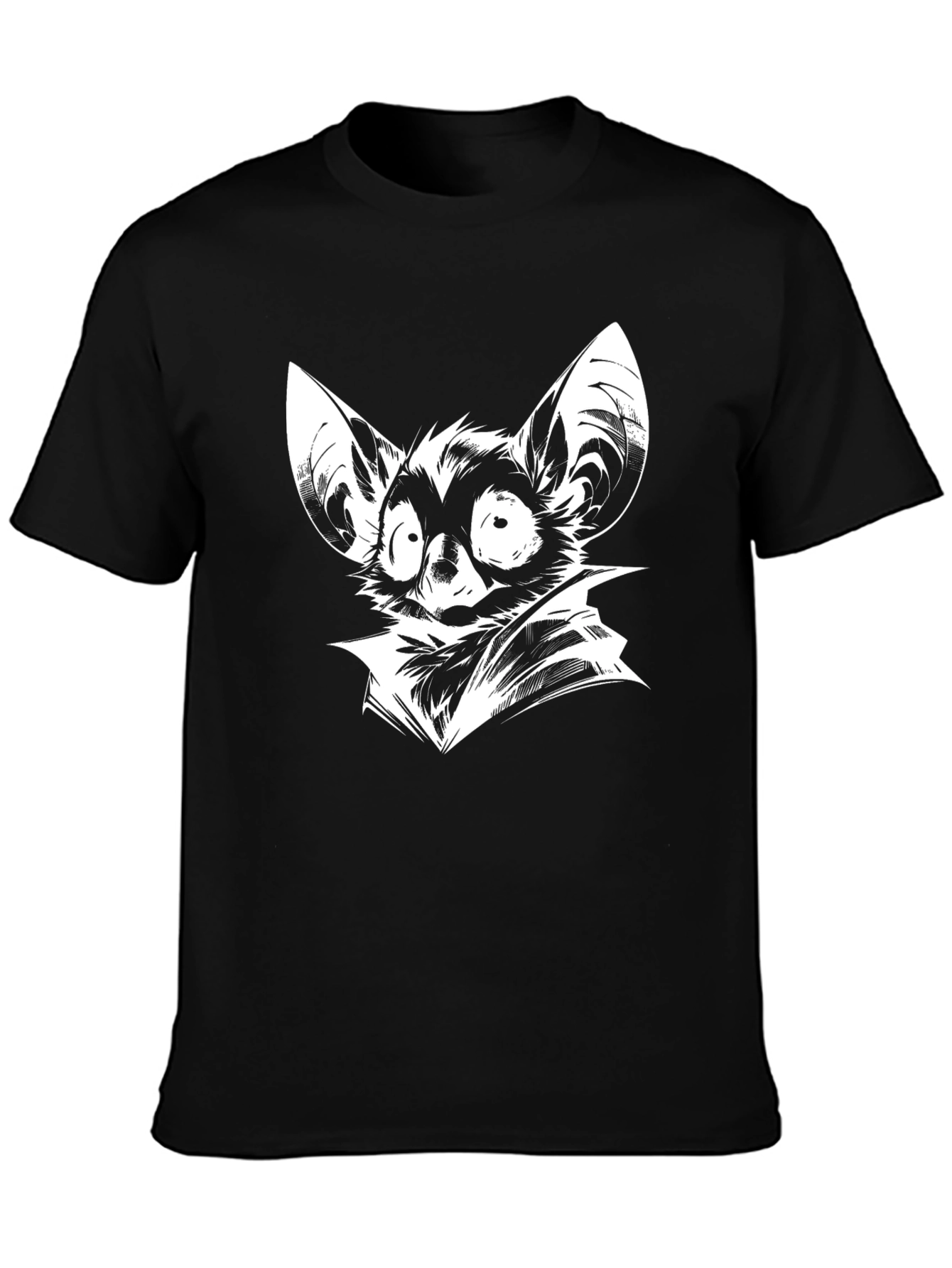 Black Bat Cartoon Graphic Print T-Shirt view 3
